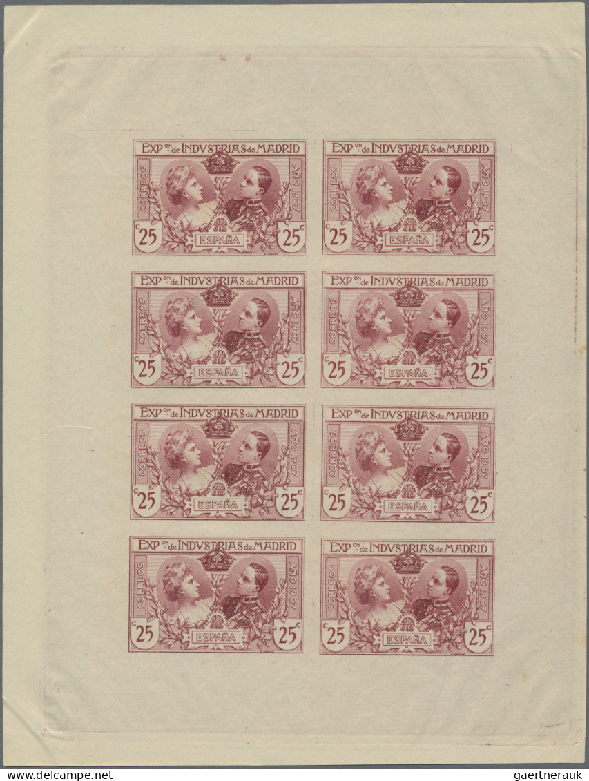Spain: 1907, Madrid Industrial Exhibition, Set Of 36 Imperforate Colour Proof Mi - Andere & Zonder Classificatie