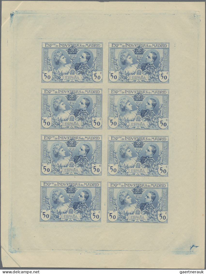 Spain: 1907, Madrid Industrial Exhibition, Set Of 36 Imperforate Colour Proof Mi - Andere & Zonder Classificatie