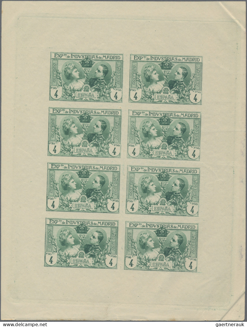 Spain: 1907, Madrid Industrial Exhibition, Set Of 36 Imperforate Colour Proof Mi - Other & Unclassified