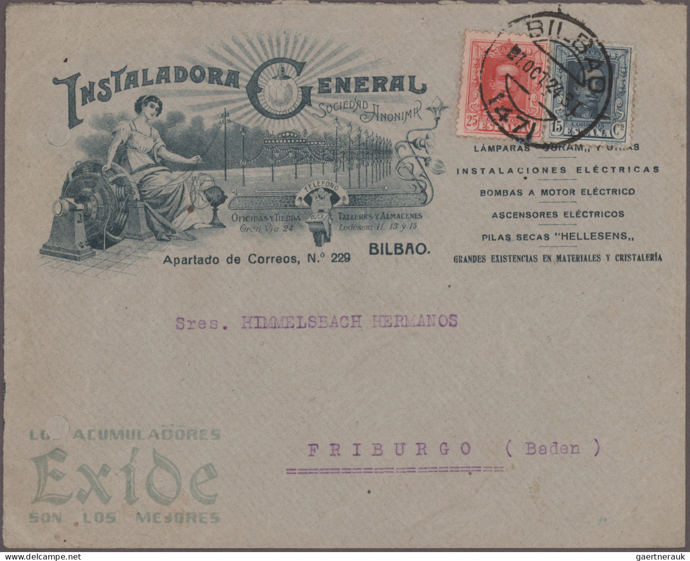 Spain: 1915/1939, Lot Of Nine Covers/cards, Incl. WWI Censored Mail, Civil War C - Autres & Non Classés