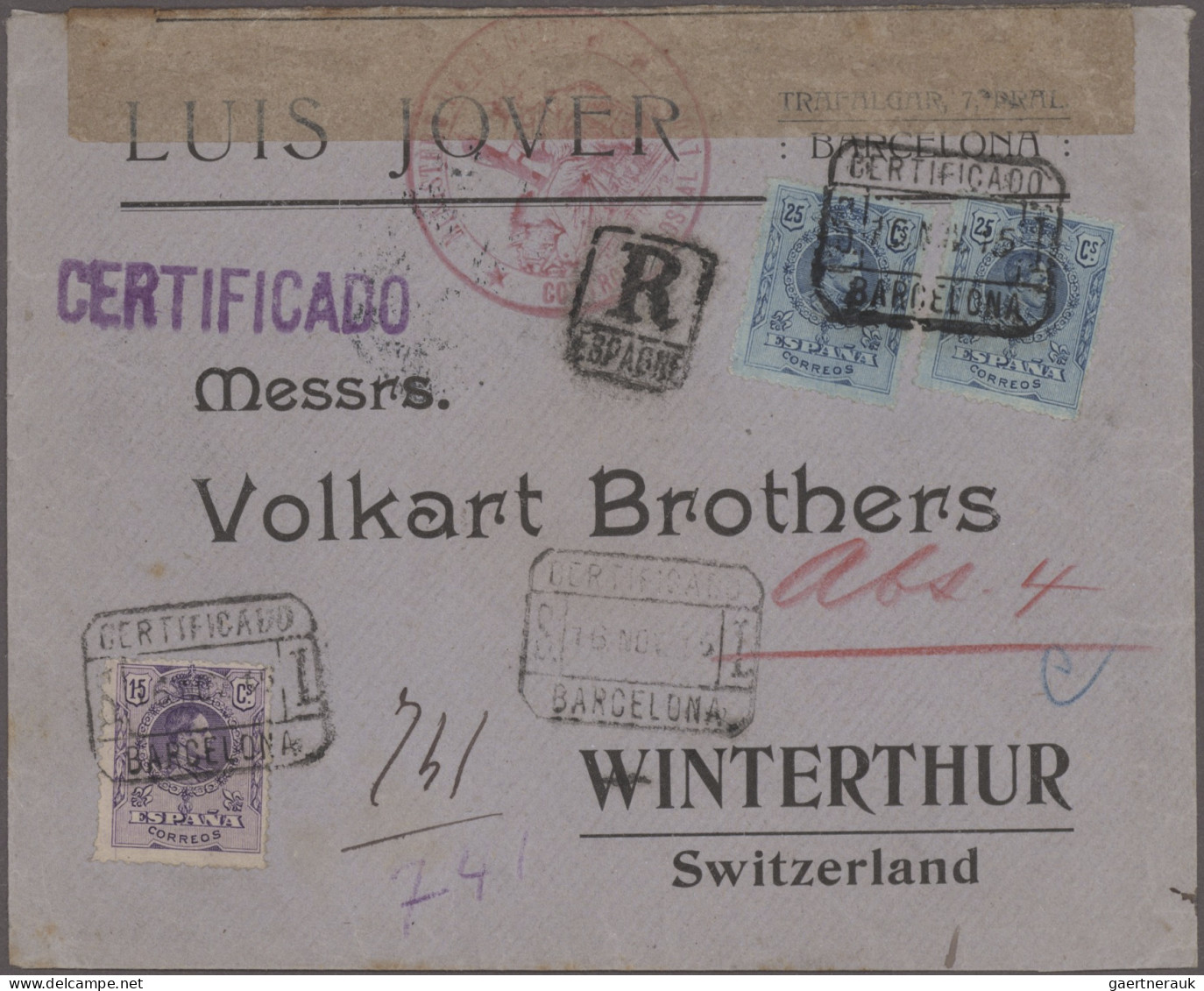 Spain: 1915/1939, Lot Of Nine Covers/cards, Incl. WWI Censored Mail, Civil War C - Other & Unclassified