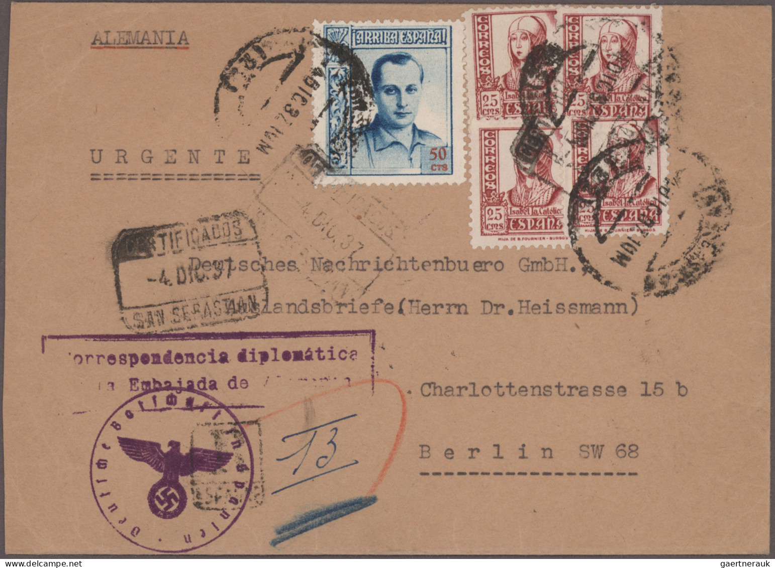 Spain: 1915/1939, Lot Of Nine Covers/cards, Incl. WWI Censored Mail, Civil War C - Altri & Non Classificati