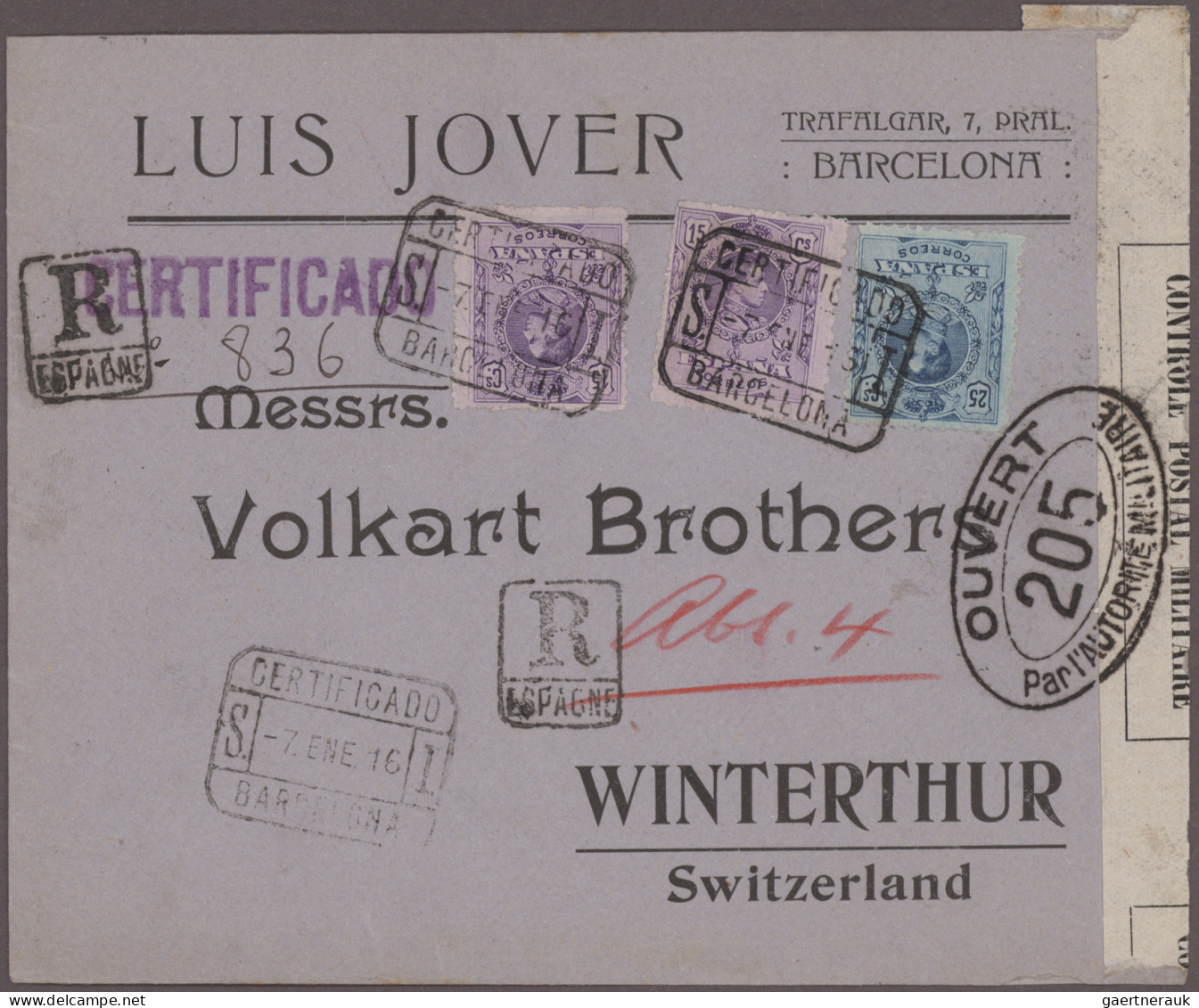 Spain: 1915/1939, lot of nine covers/cards, incl. WWI censored mail, Civil War c