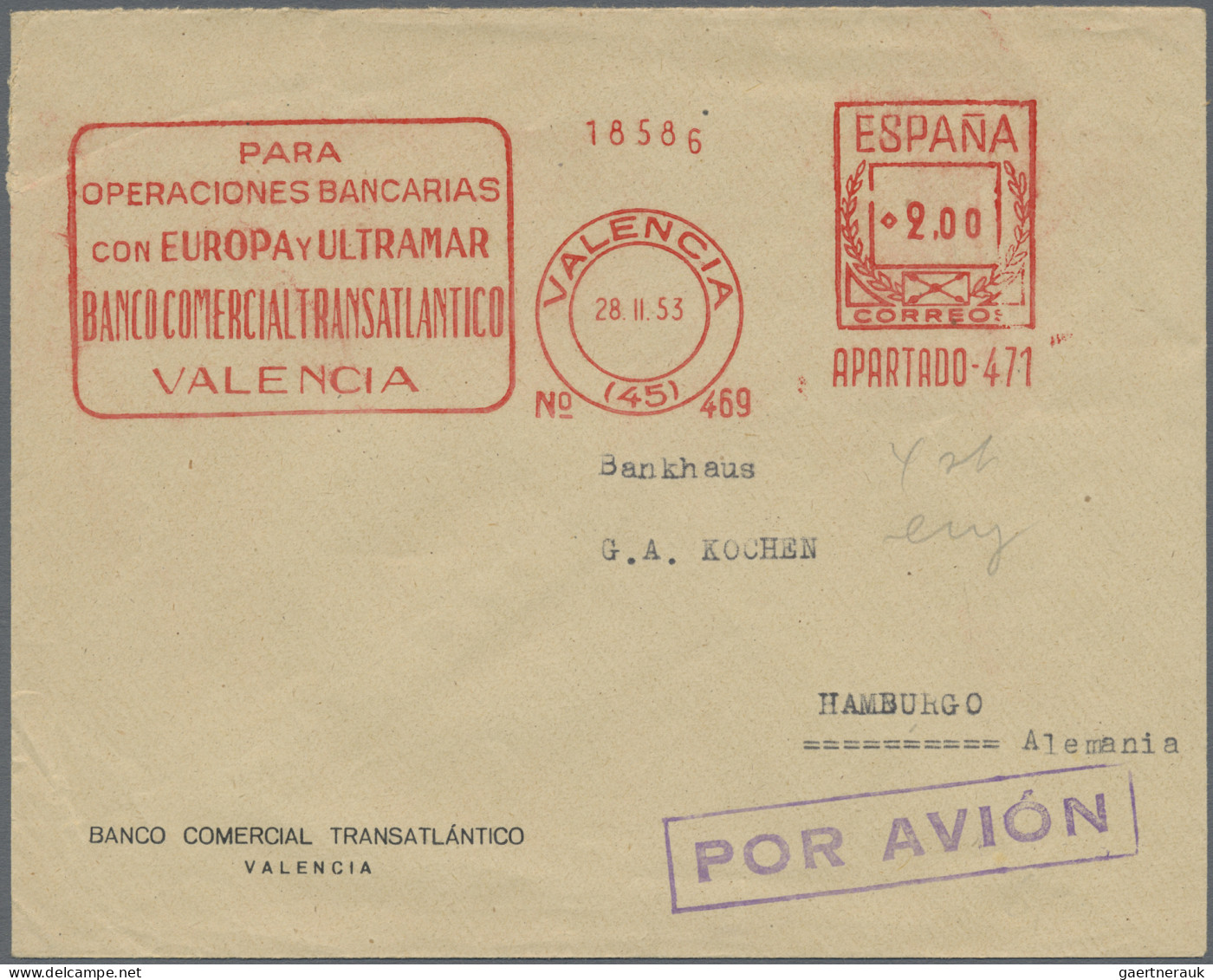 Spain: 1935/1978, METER MARKS, Assortment Of 52 Commercial Covers Mainly To Germ - Autres & Non Classés