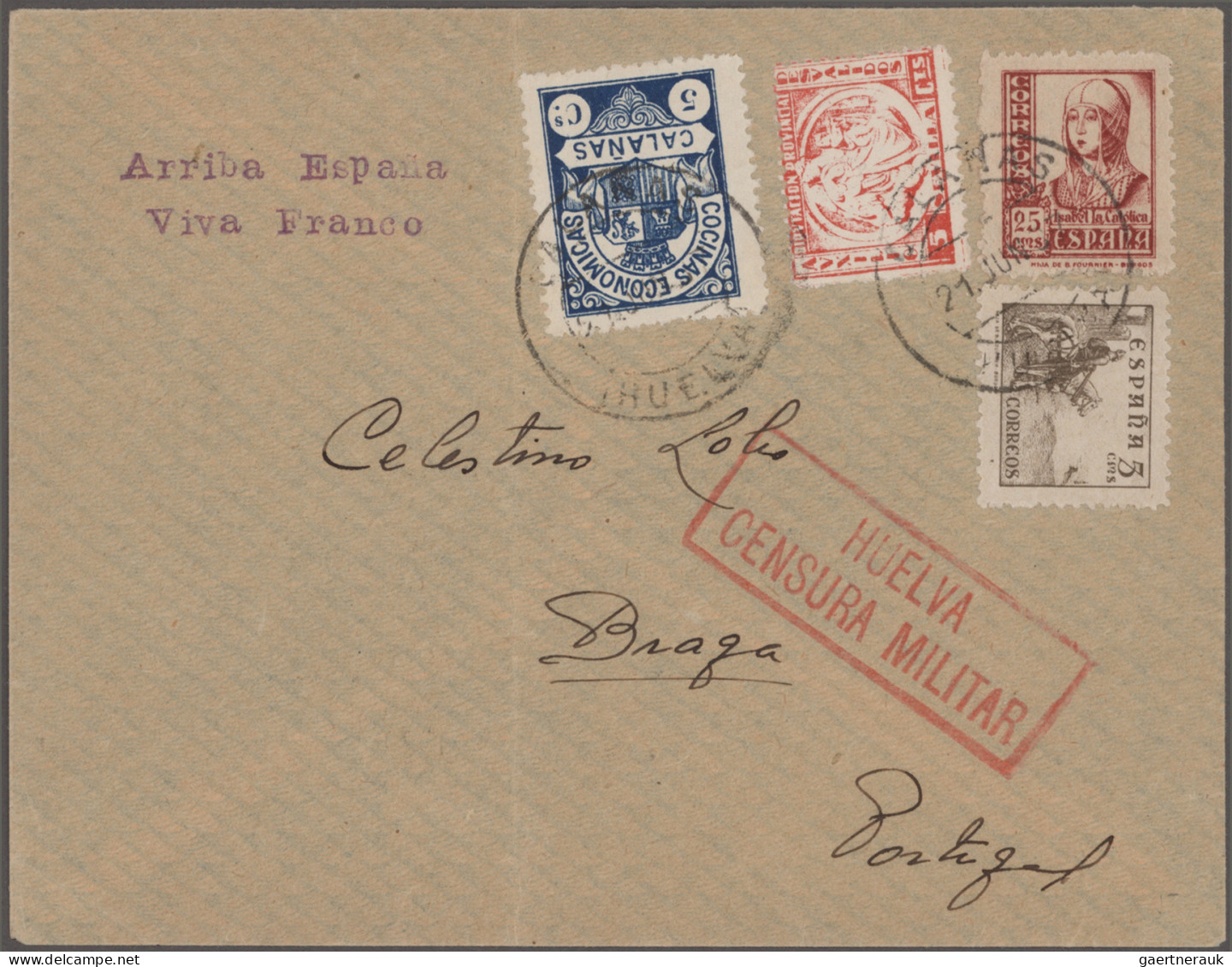 Spain: 1936/1938 Ten Covers From Spain To Portugal During The Civil War. - Other & Unclassified