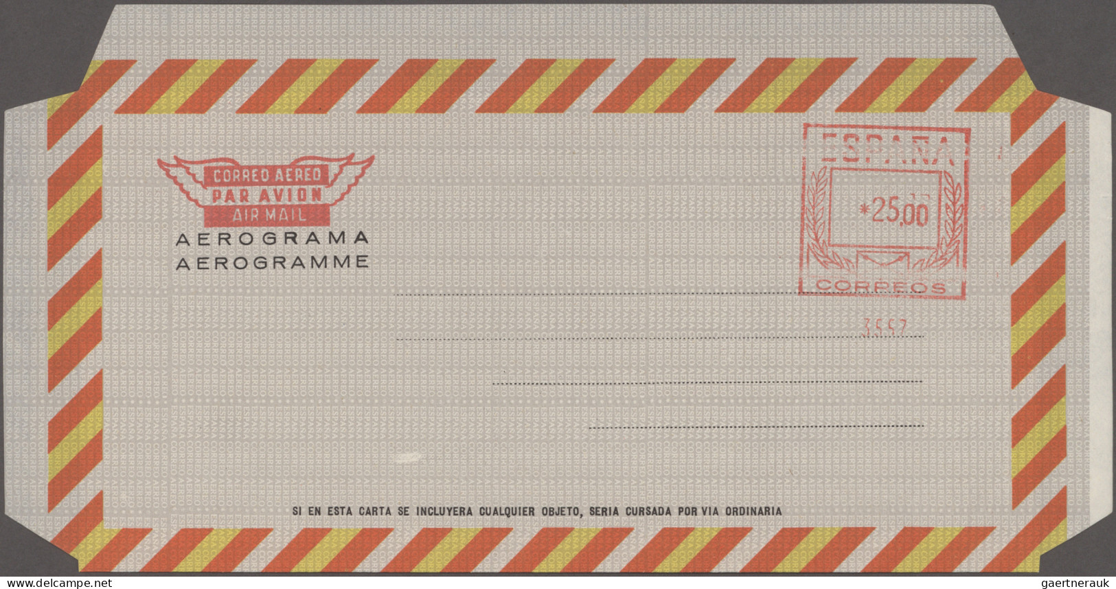 Spain - postal stationery: 1947/2002, collection of 90 air letter sheets unused/