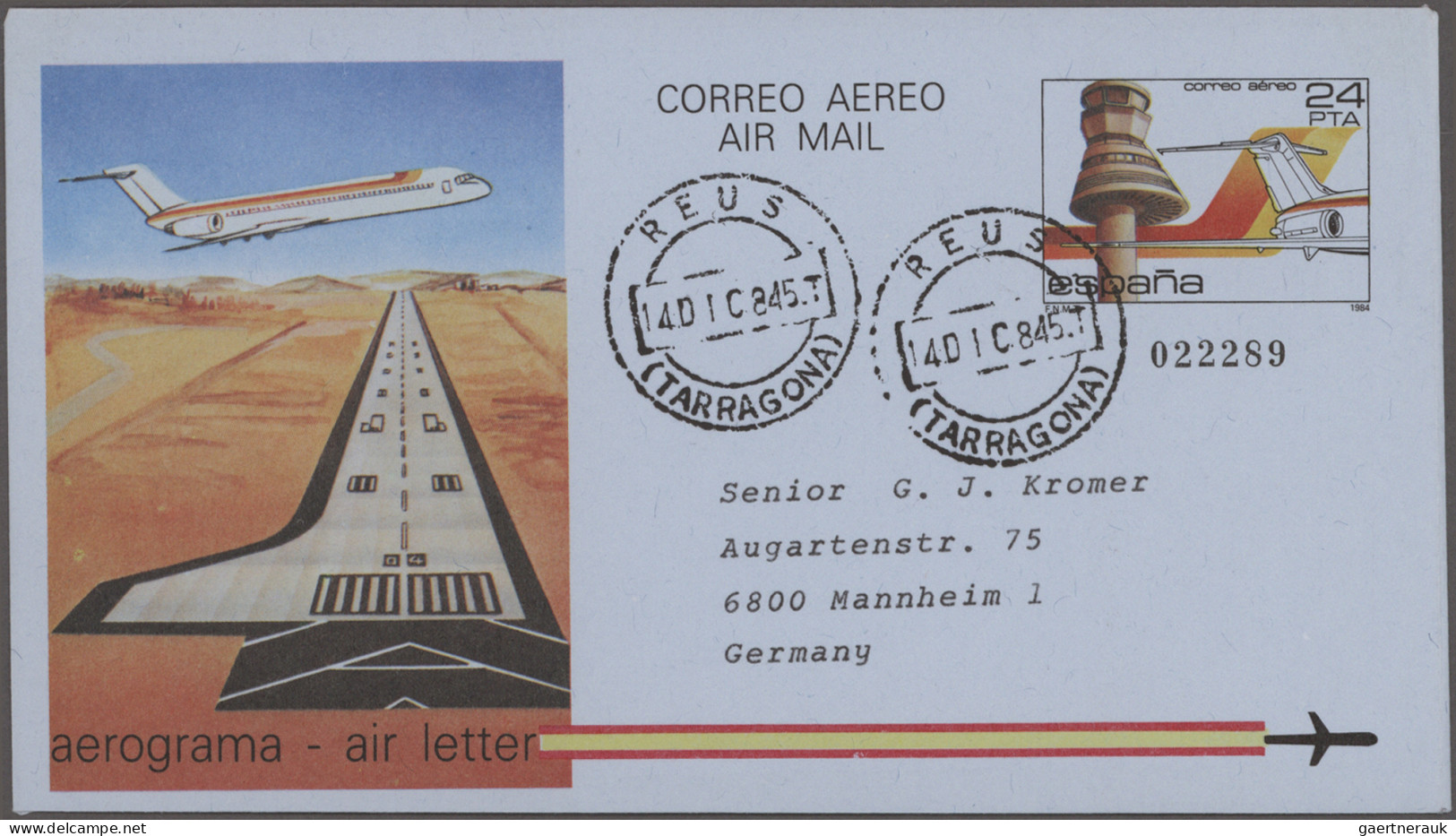 Spain - postal stationery: 1947/2002, collection of 90 air letter sheets unused/