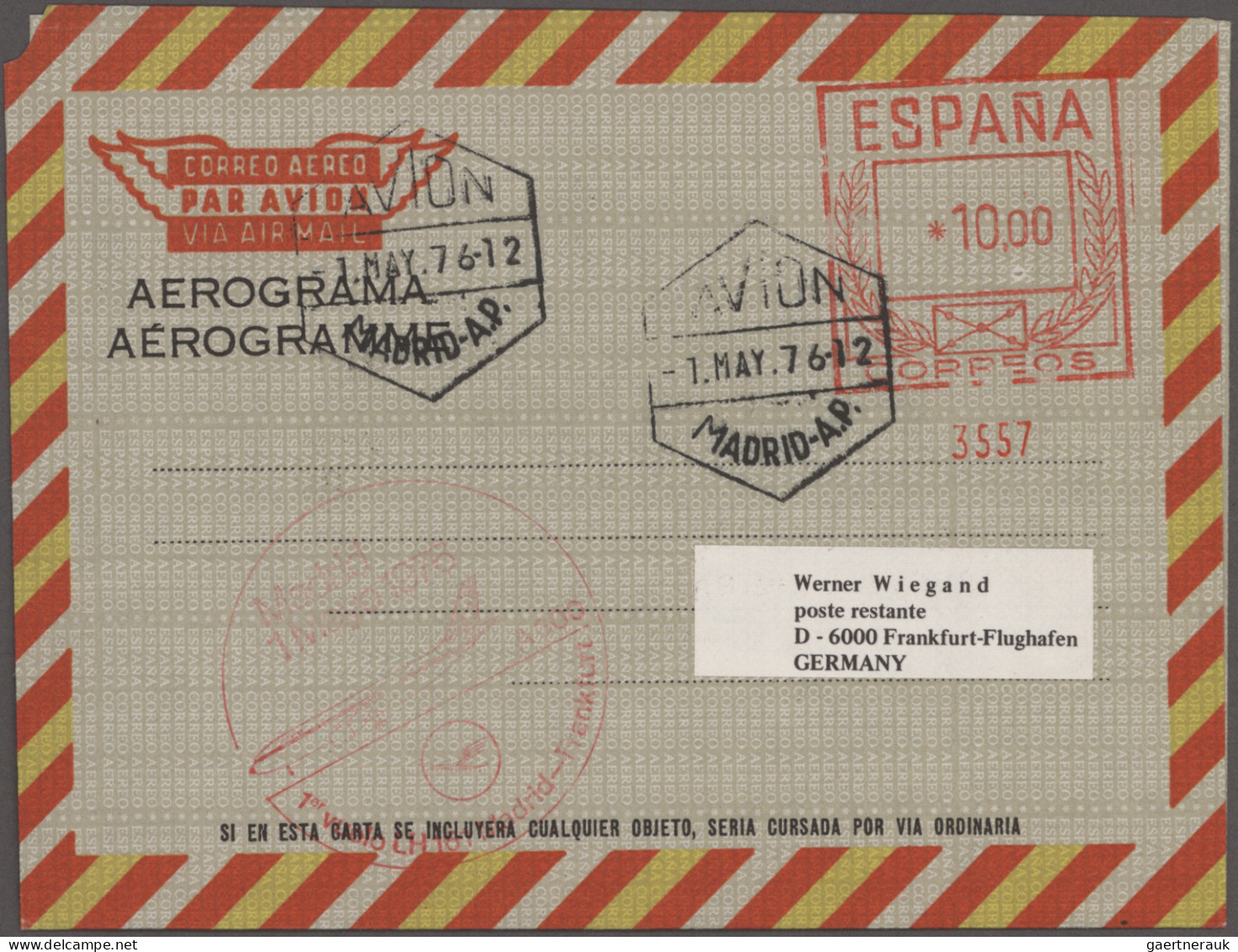 Spain - postal stationery: 1947/2002, collection of 90 air letter sheets unused/