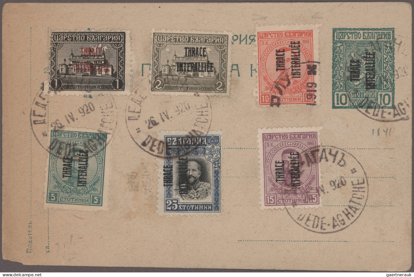 Thrace: 1919/1920, Lot Of 13 Stationeries: Nine Envelopes And Five Cards, Mainly - Thrakien