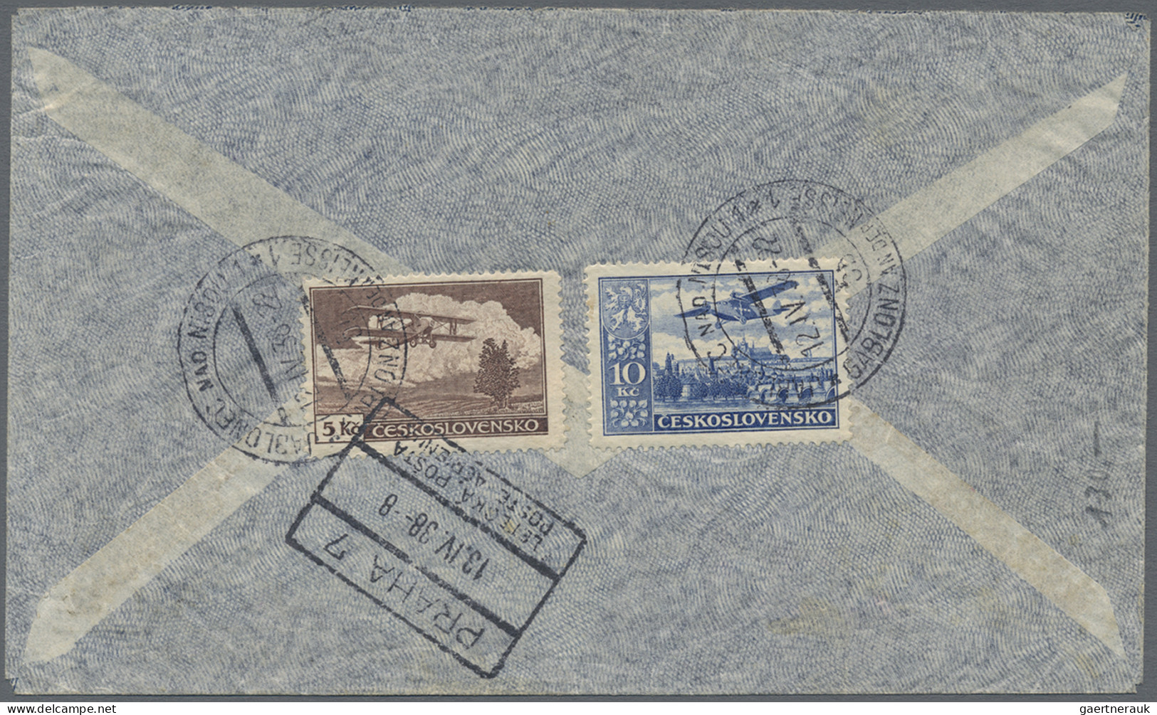Czechoslowakia: 1926/1938, Air Mail: FFC Prague-Strasbourg; Also Five Commercial - Storia Postale