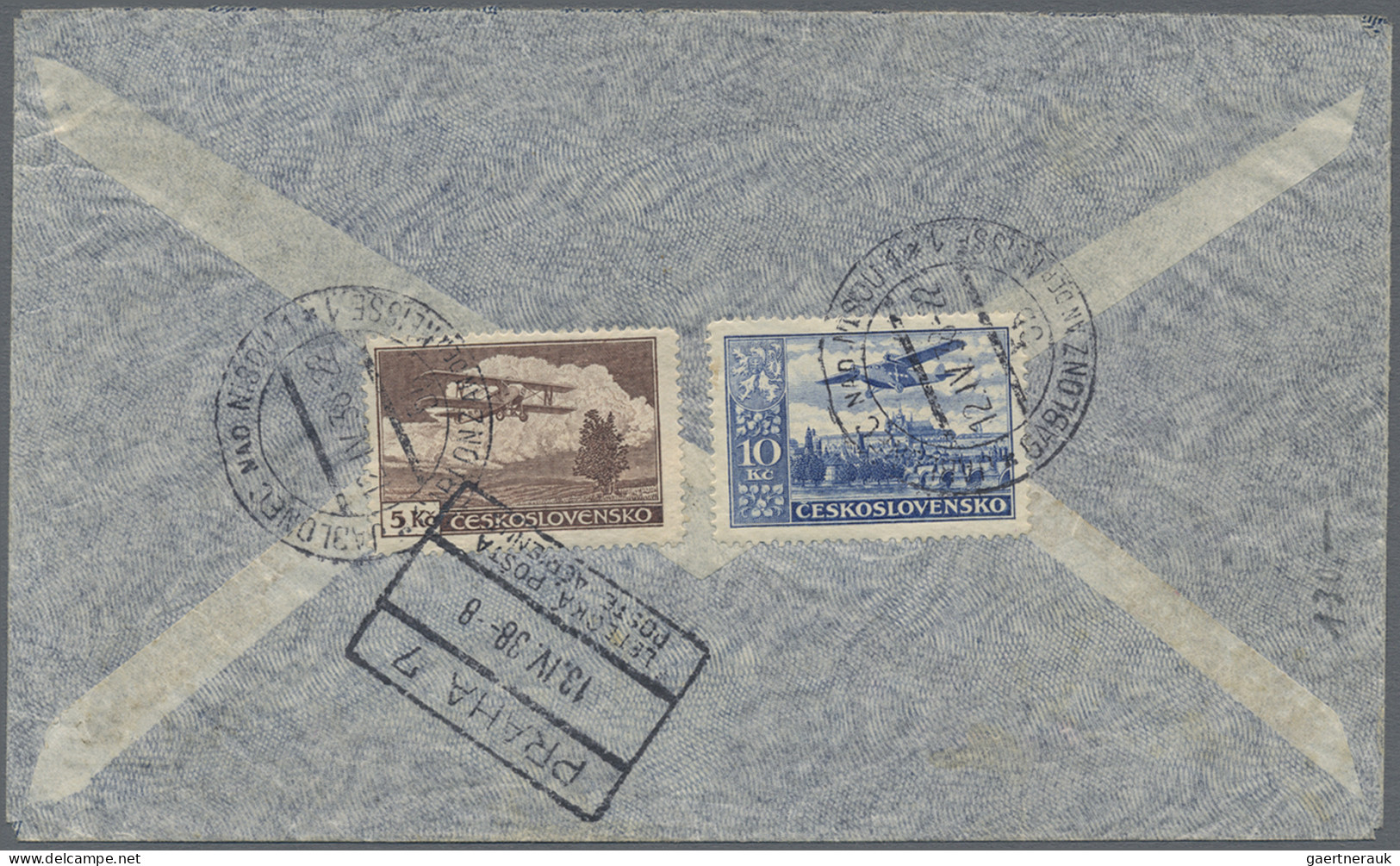 Czechoslowakia: 1926/1938, Air Mail: FFC Prague-Strasbourg; Also Five Commercial - Cartas & Documentos