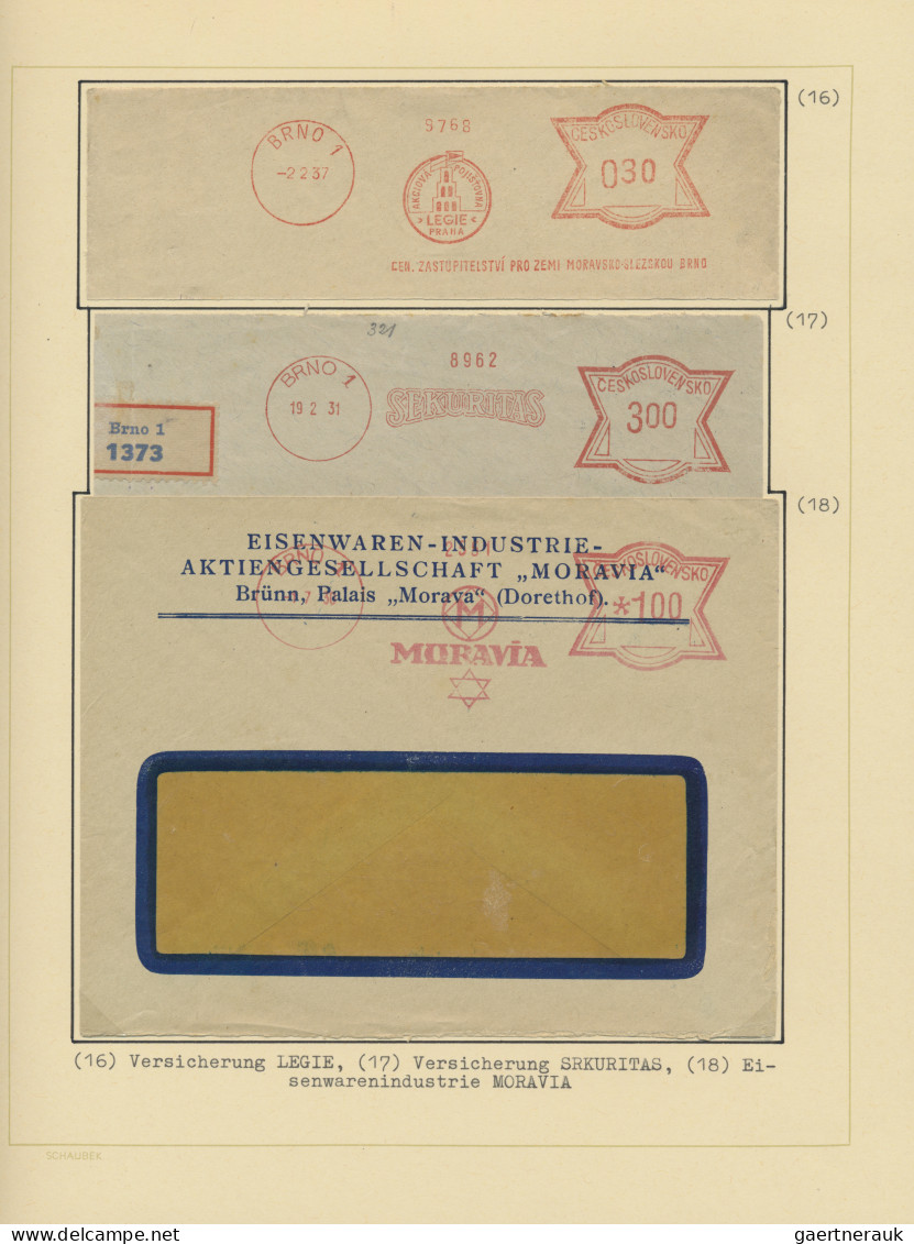 Czechoslowakia: 1929/1939, Meter Marks Of BRNO, Collection Of Covers/cards And P - Covers & Documents