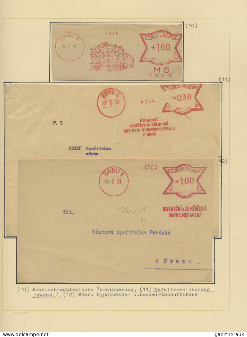 Czechoslowakia: 1929/1939, Meter Marks Of BRNO, Collection Of Covers/cards And P - Storia Postale