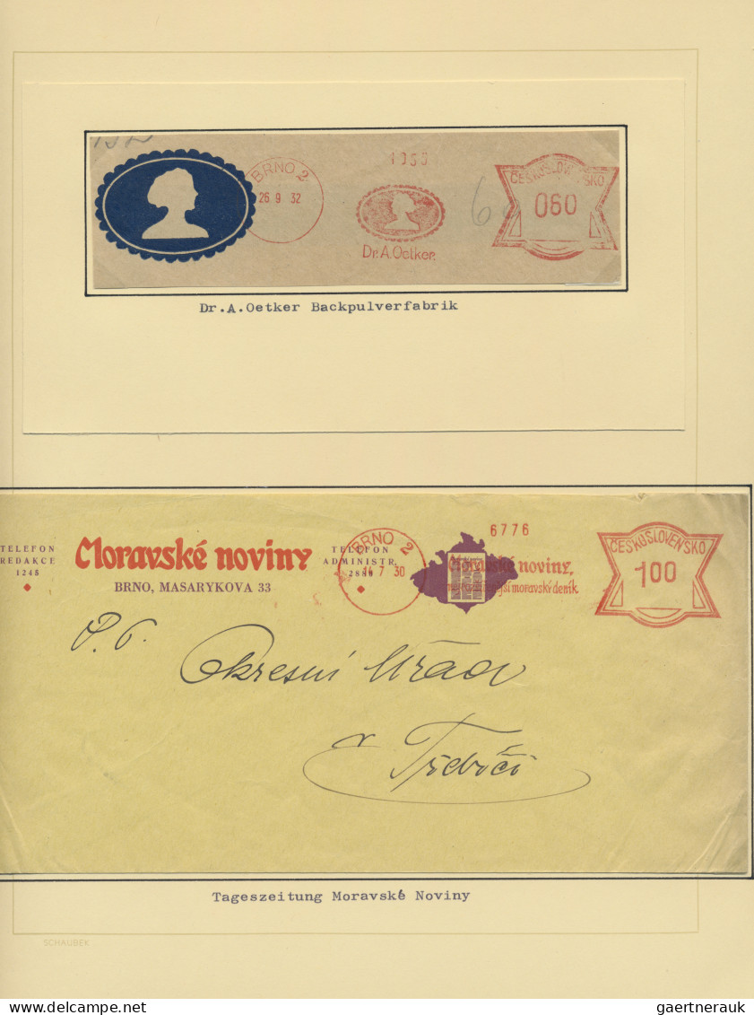 Czechoslowakia: 1929/1939, Meter Marks of BRNO, collection of covers/cards and p