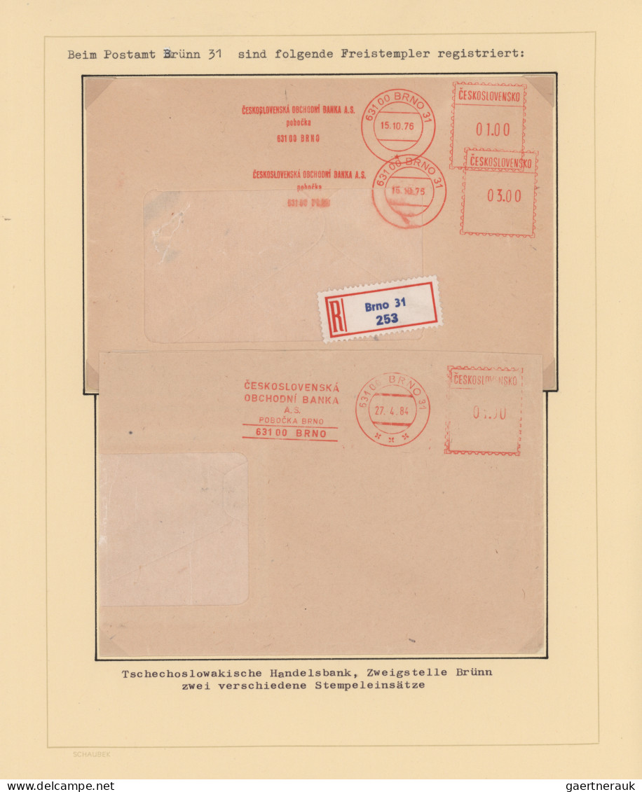 Czechoslowakia: 1945/1994, Meter Marks Of BRNO, Collection Of Covers/cards And P - Cartas & Documentos