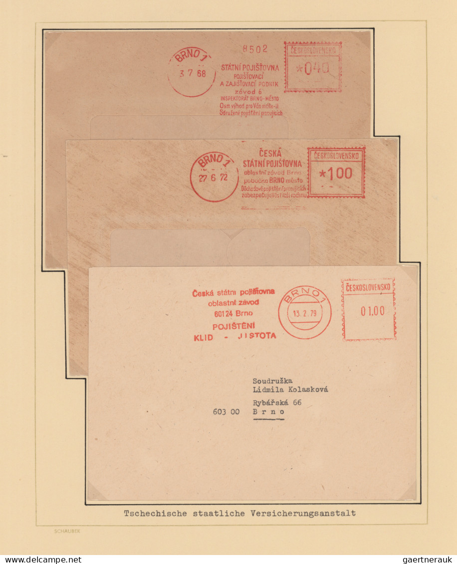 Czechoslowakia: 1945/1994, Meter Marks Of BRNO, Collection Of Covers/cards And P - Storia Postale