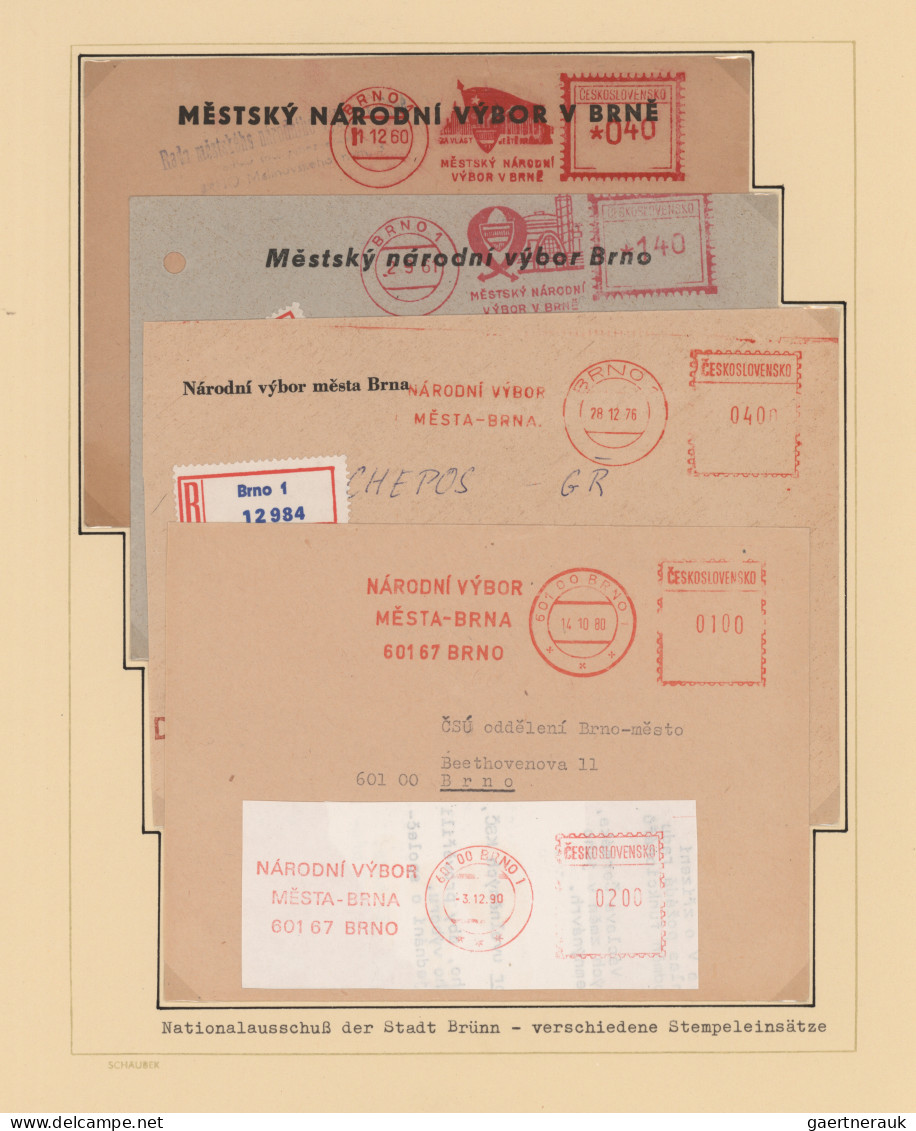 Czechoslowakia: 1945/1994, Meter Marks Of BRNO, Collection Of Covers/cards And P - Lettres & Documents