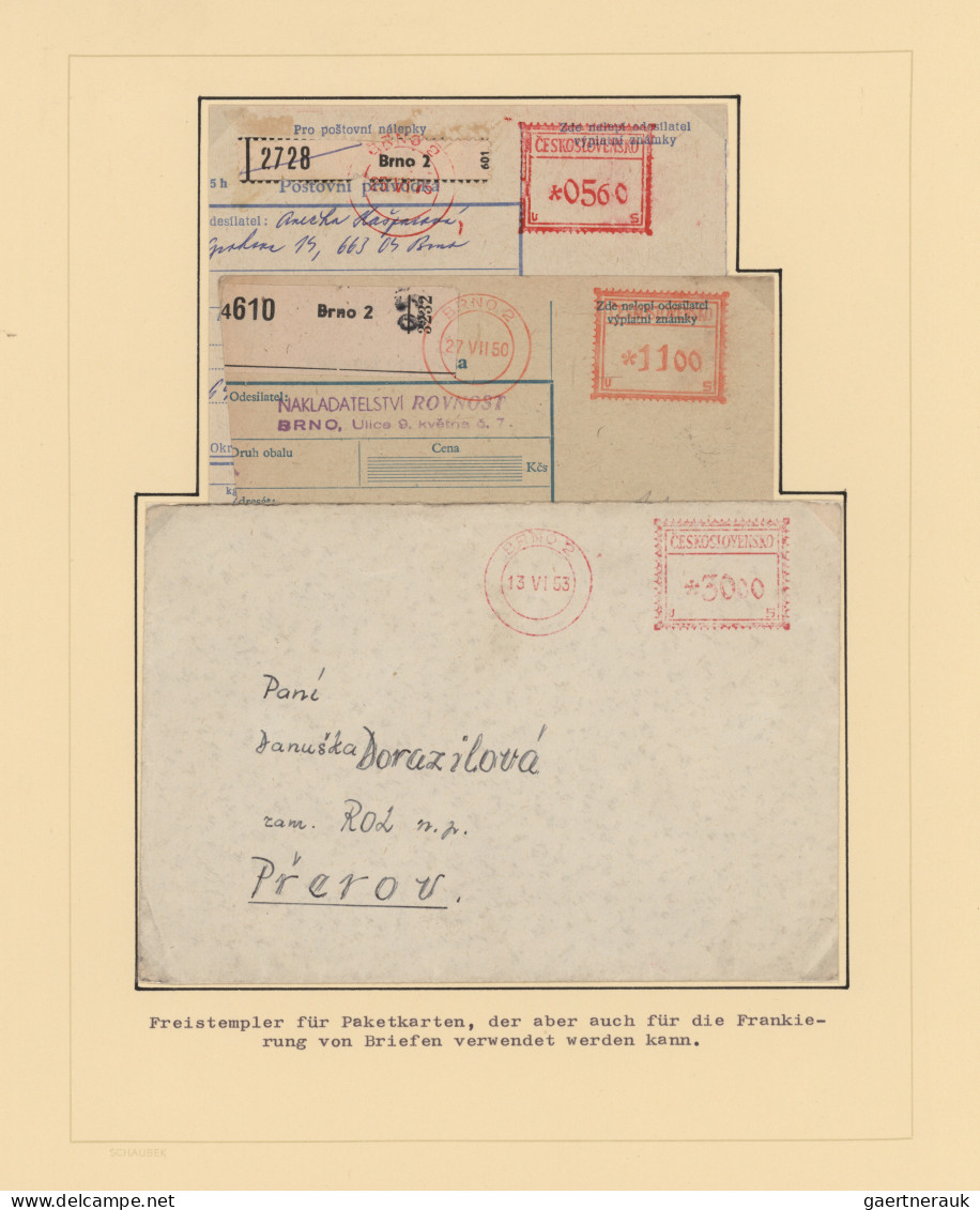 Czechoslowakia: 1945/1994, Meter Marks Of BRNO, Collection Of Covers/cards And P - Briefe U. Dokumente