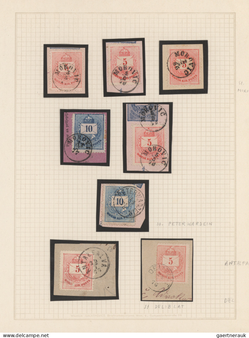 Hungary: 1874/1888: Collection Of About 780 Stamps And About 25 Covers, Postcard - Cartas & Documentos