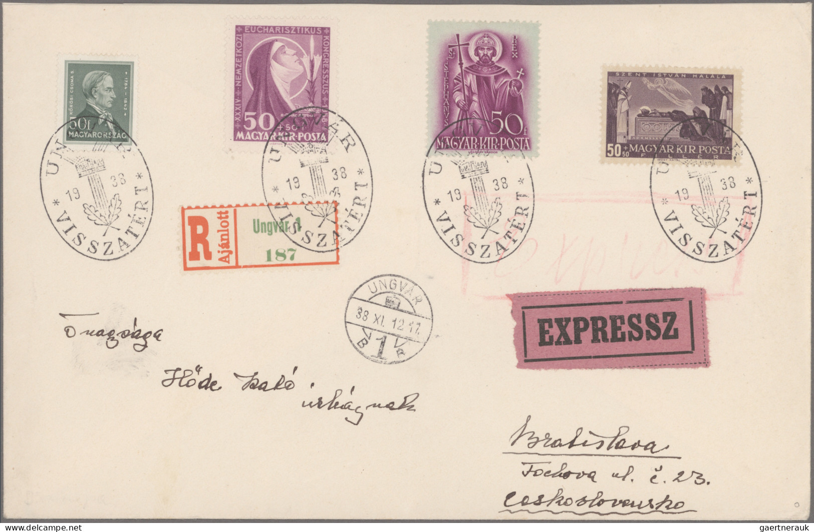 Hungary: 1938/1941, Collection Of Apprx. 208 Commemorative Covers/cards, All Sho - Storia Postale