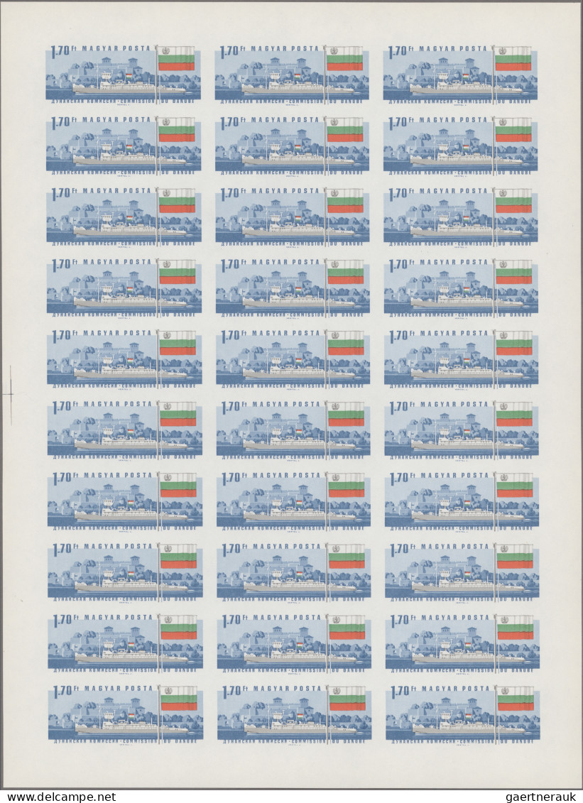 Hungary: 1967, Danube Commission, IMPERFORATE, complete set of seven values in f