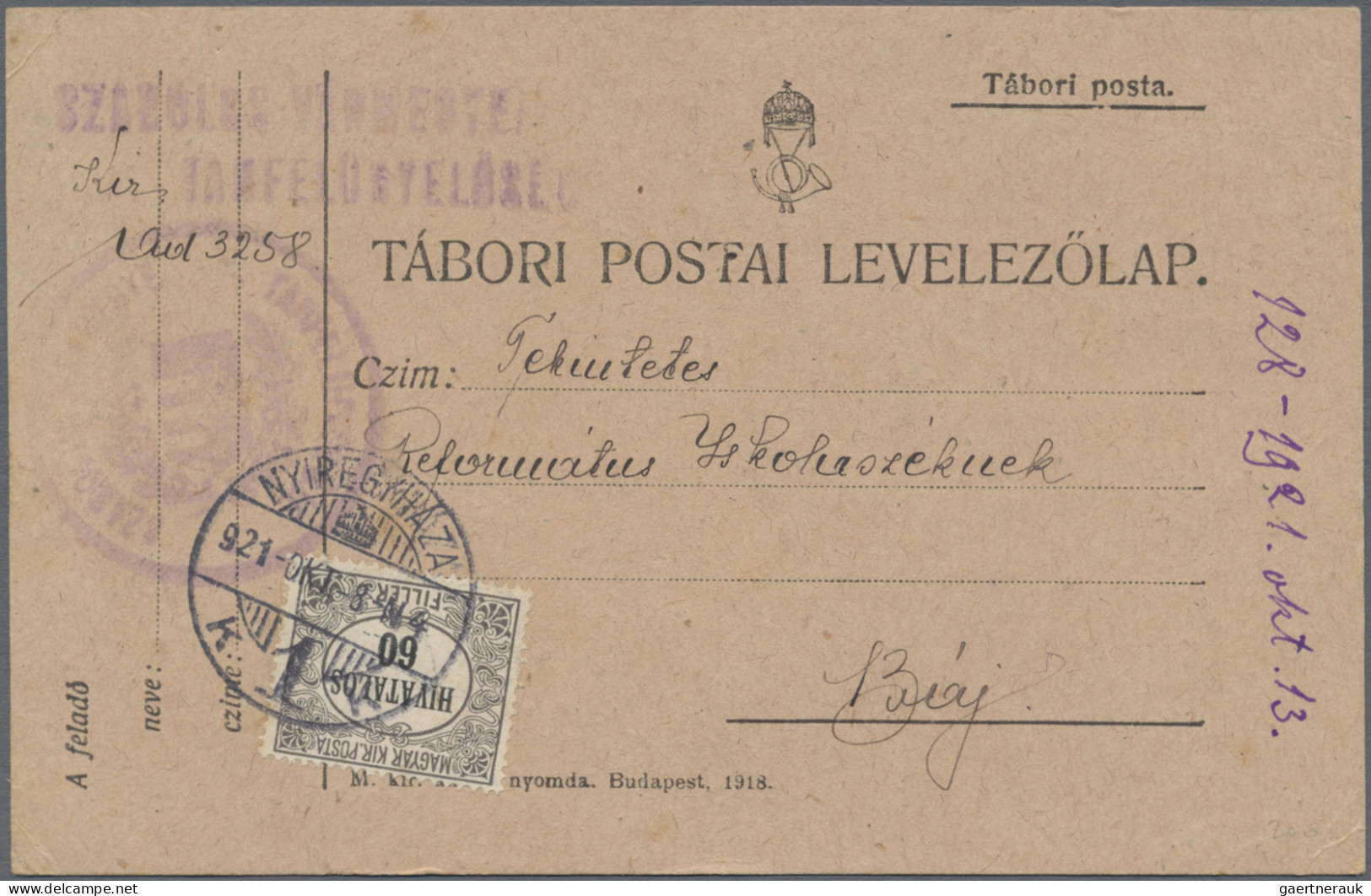 Hungary - Postage Dues: 1918/1941, Lot Of 22 Covers/cards Bearing Postages Dues. - Impuestos