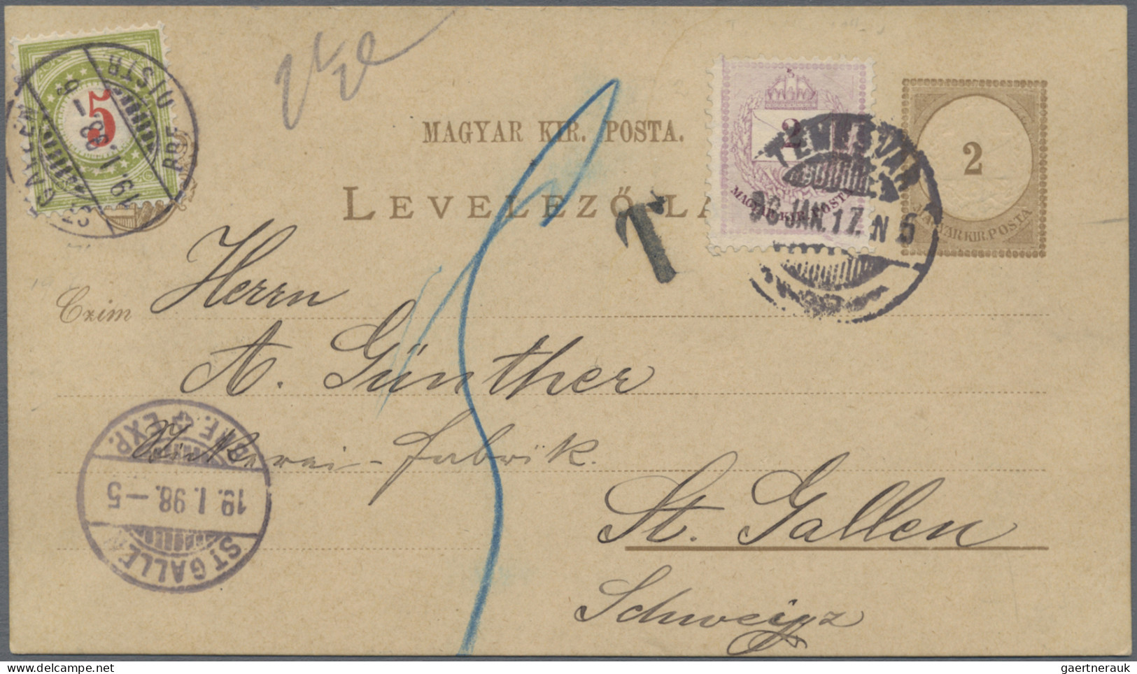 Hungary - Postal Stationary: 1898/1899, Stationery Card 2kr. Brown, Lot Of Four - Postwaardestukken