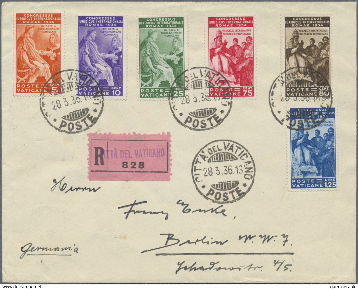 Vatican City: 1929/1936, Lot Of Five Entires Incl. 1935 Juridical Congress Attra - Sammlungen