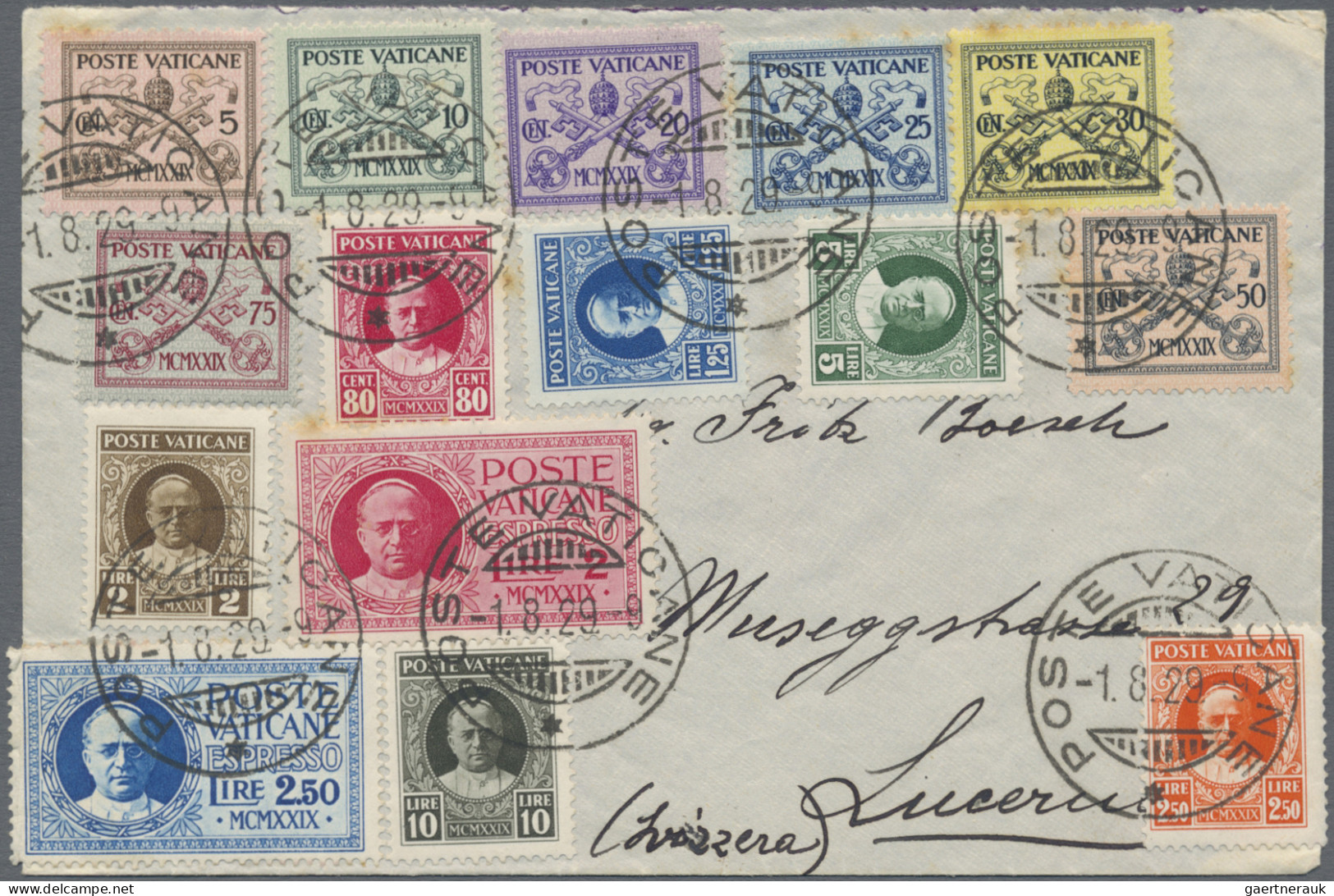 Vatican City: 1929/1936, Lot Of Five Entires Incl. 1935 Juridical Congress Attra - Verzamelingen