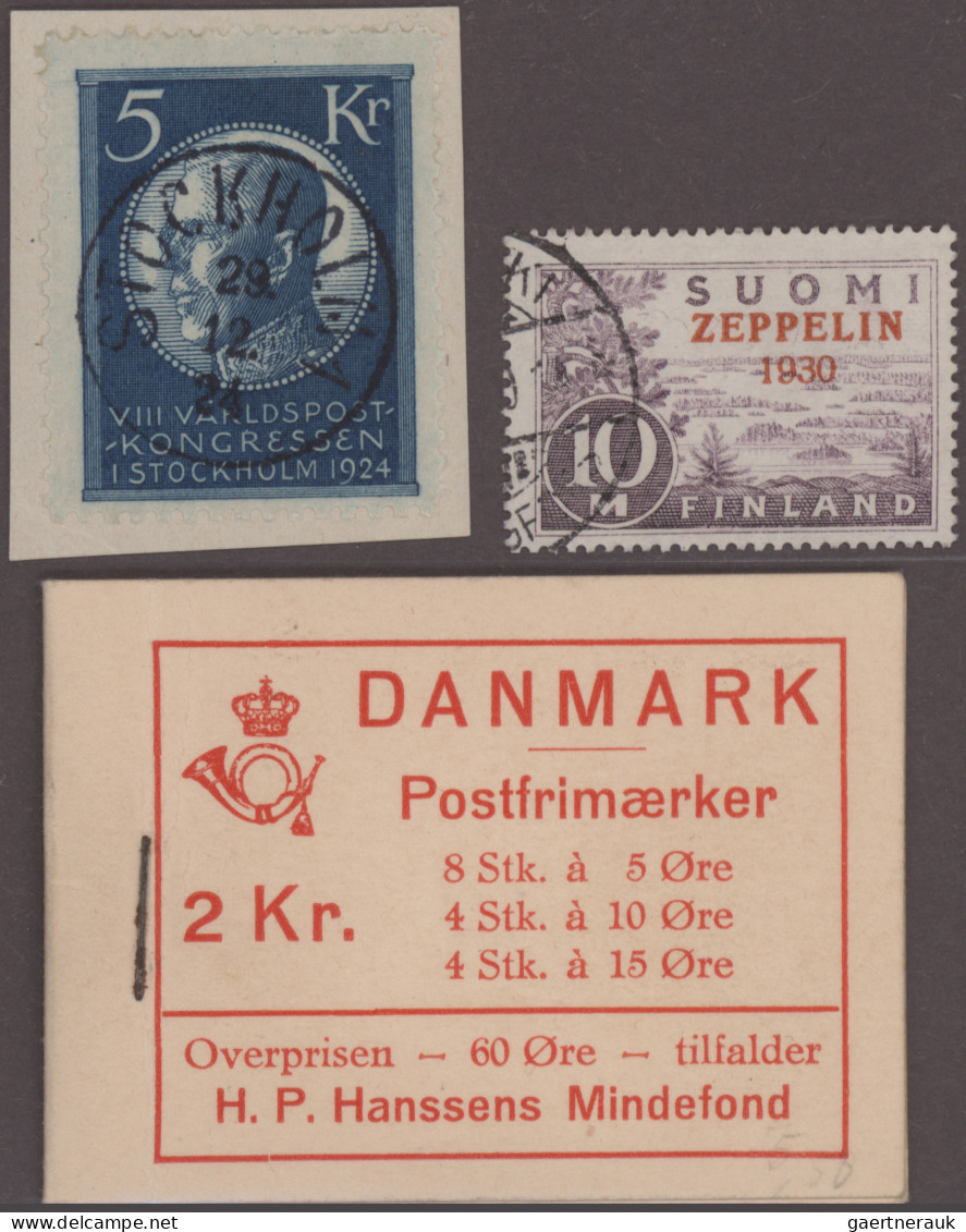 Scandinavia: 1855/1937: Lot Of 7 Better Stamps And A Booklet, With Norway 1855 4 - Otros - Europa