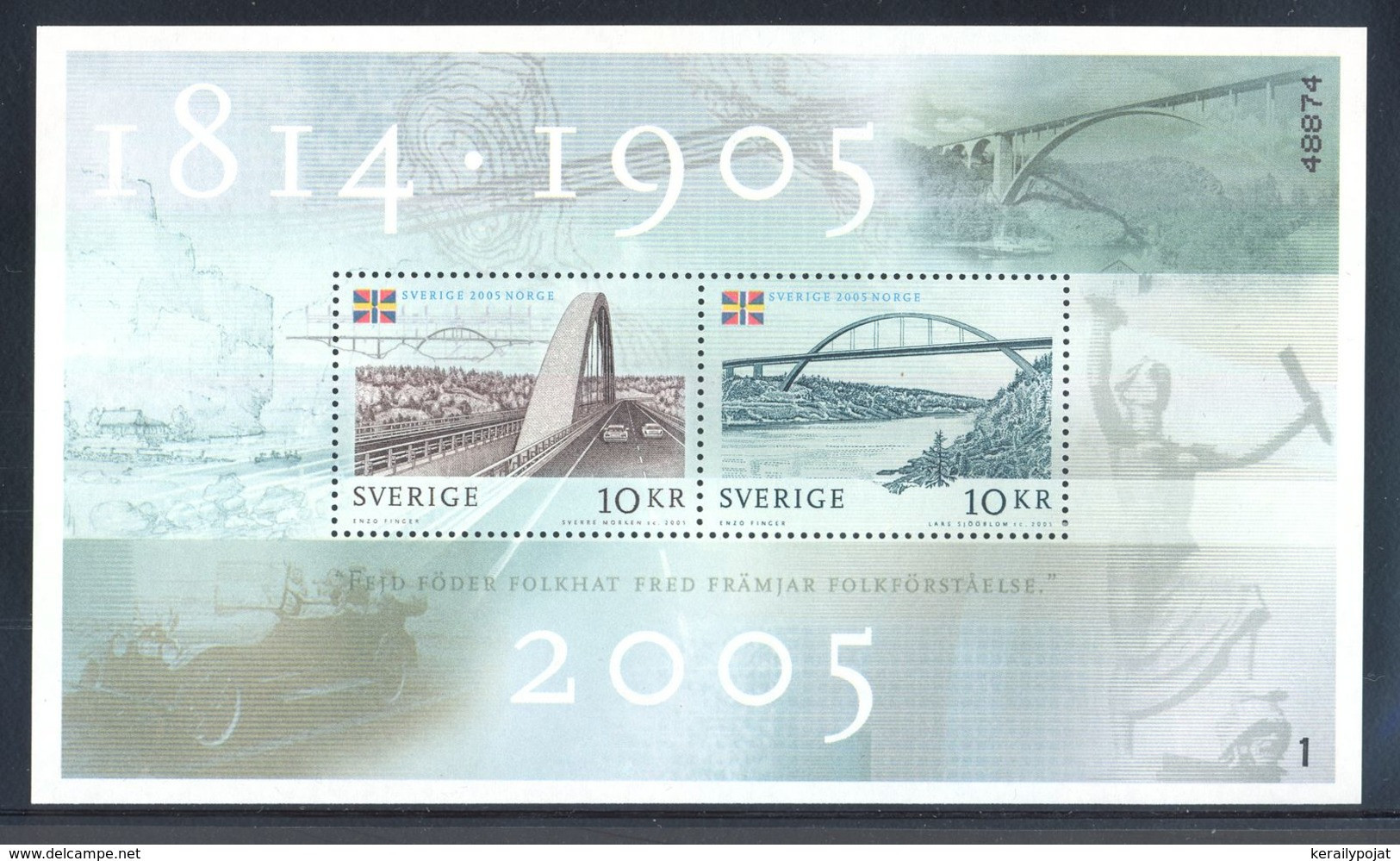 Sweden - 2005 Svinesund Bridge Block MNH__(THB-1512) - Blocs-feuillets