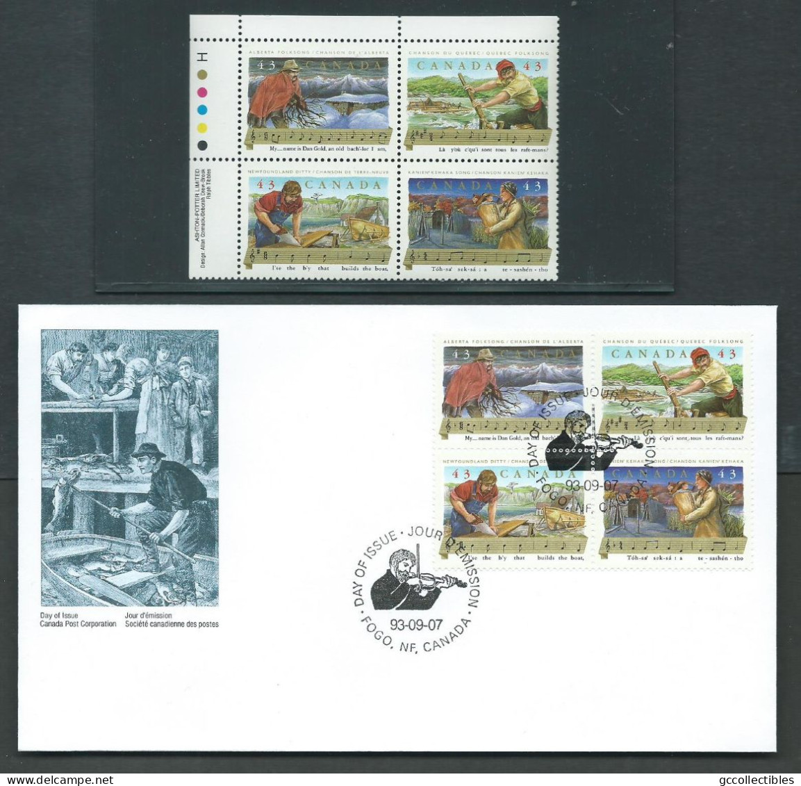 Canada # 1494a UL. PB. MNH + FDC - Canadian Folflore - 4 - Blocks & Sheetlets