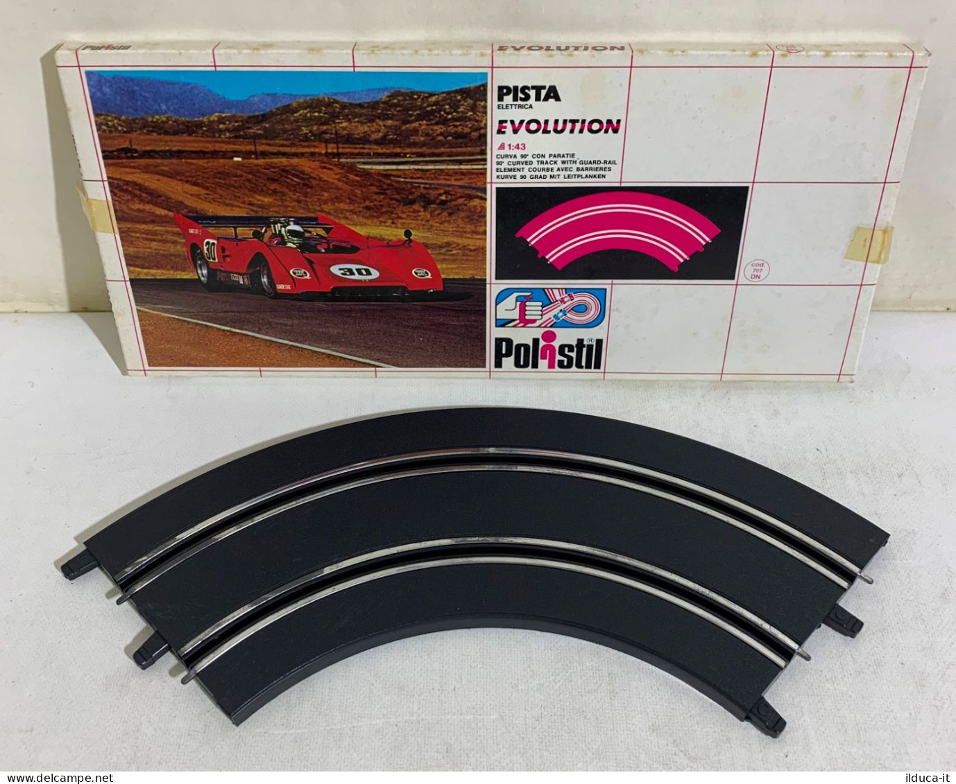 50906 Cs14 SLOT CAR Polistil 1/43 - Curva 90° Con Paratie - Evolution 707DN - Circuitos Automóviles