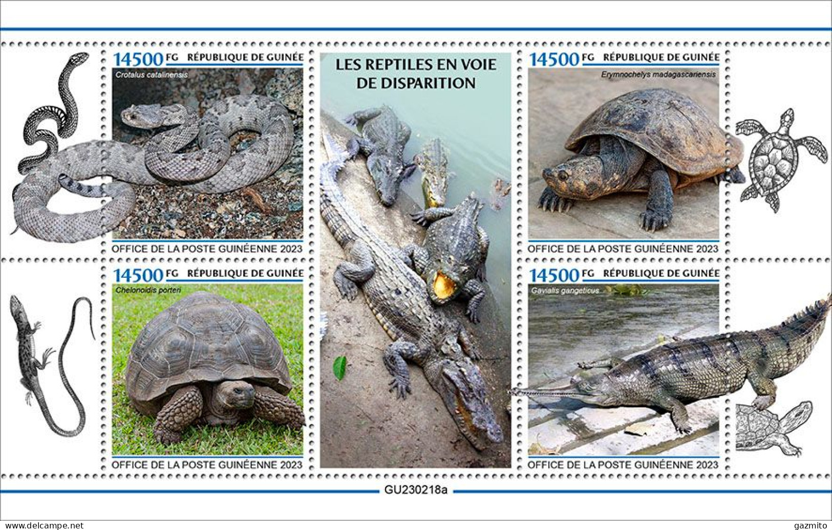 Guinea 2023, Animals, Reptiles, Snake, Turtle, Alligator, 4val In BF - Serpents