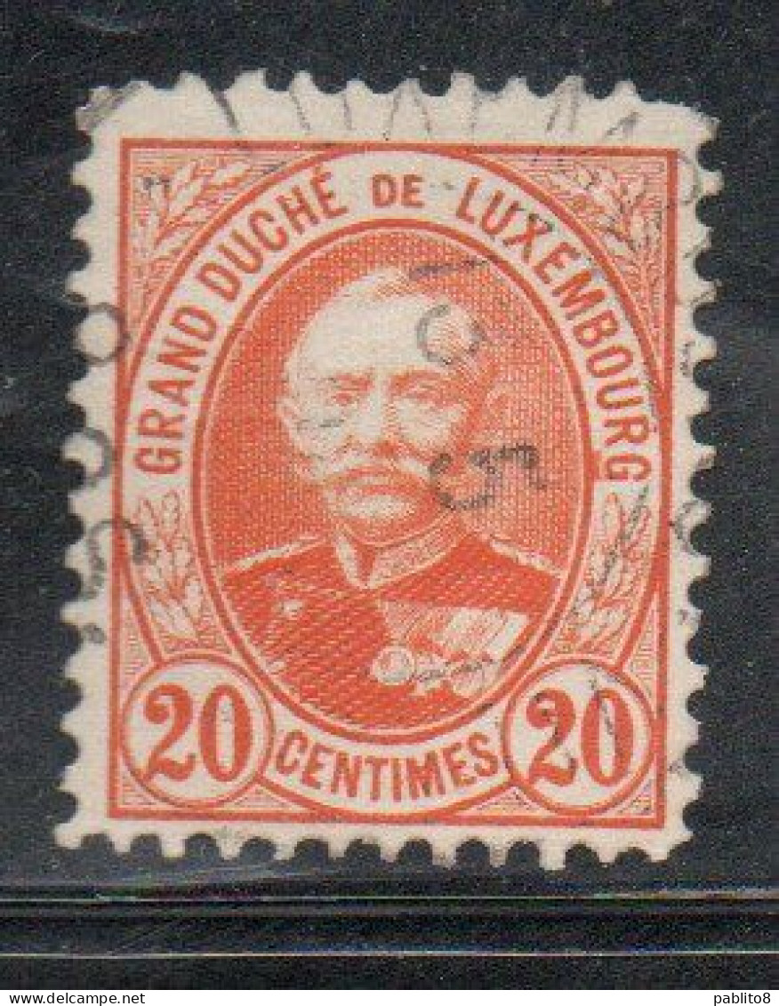 LUXEMBOURG LUSSEMBURGO 1891 1893 GRAND DUKE ADOLPHE CENT. 20c USED USATO OBLITERE' - 1891 Adolfo Di Fronte