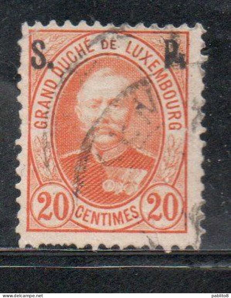 LUXEMBOURG LUSSEMBURGO 1891 1893 GRAND DUKE ADOLPHE SURCHARGE S.P. CENT. 20c USED USATO OBLITERE' - 1891 Adolfo Di Fronte