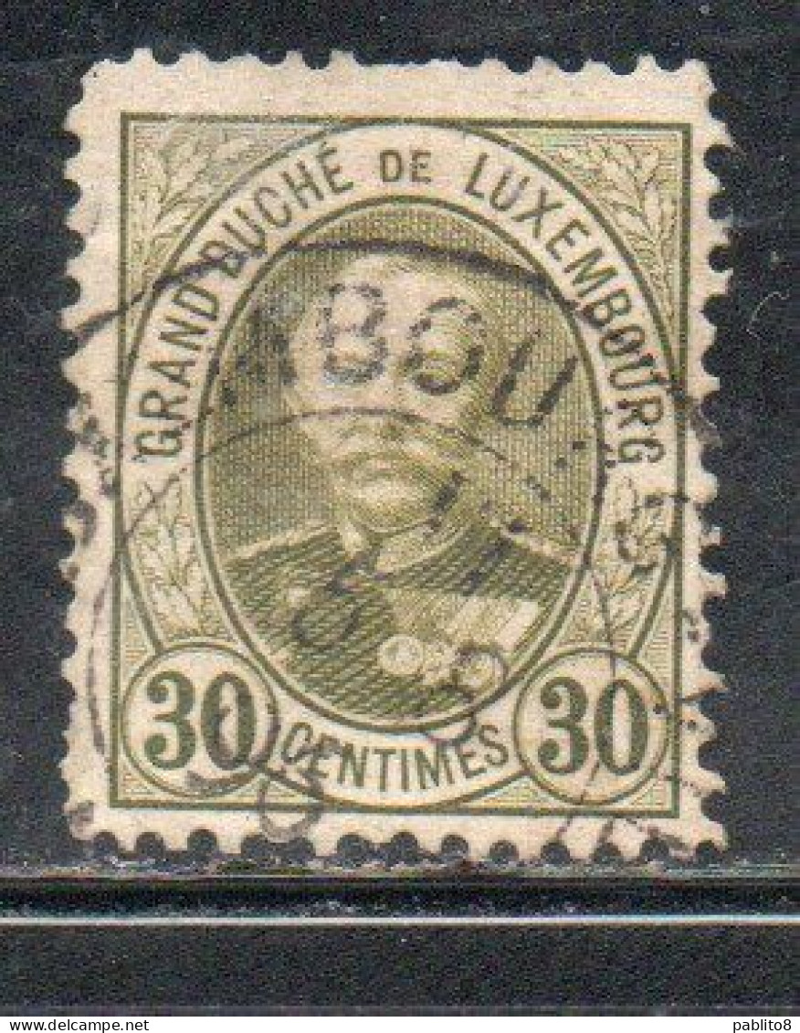 LUXEMBOURG LUSSEMBURGO 1891 1893 GRAND DUKE ADOLPHE CENT. 30c USED USATO OBLITERE' - 1891 Adolphe Frontansicht