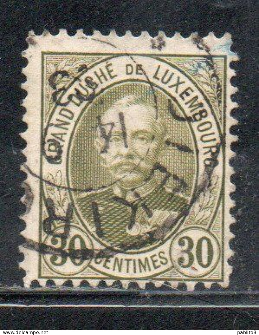 LUXEMBOURG LUSSEMBURGO 1891 1893 GRAND DUKE ADOLPHE CENT. 30c USED USATO OBLITERE' - 1891 Adolphe De Face