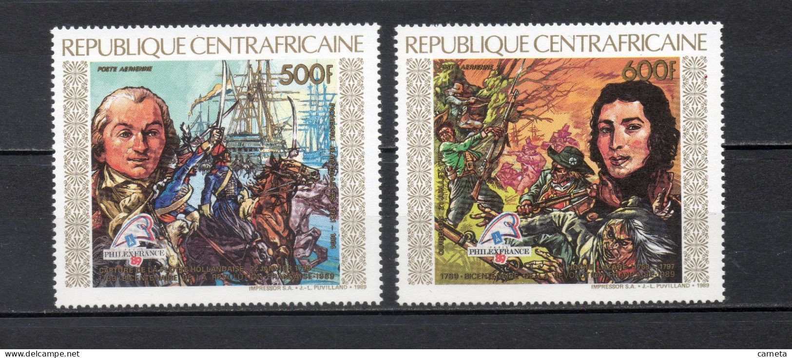 CENTRAFRIQUE PA N° 387 + 388   NEUFS SANS CHARNIERE COTE 14.00€     REVOLUTION FRANCAISE BATEAUX - Centrafricaine (République)