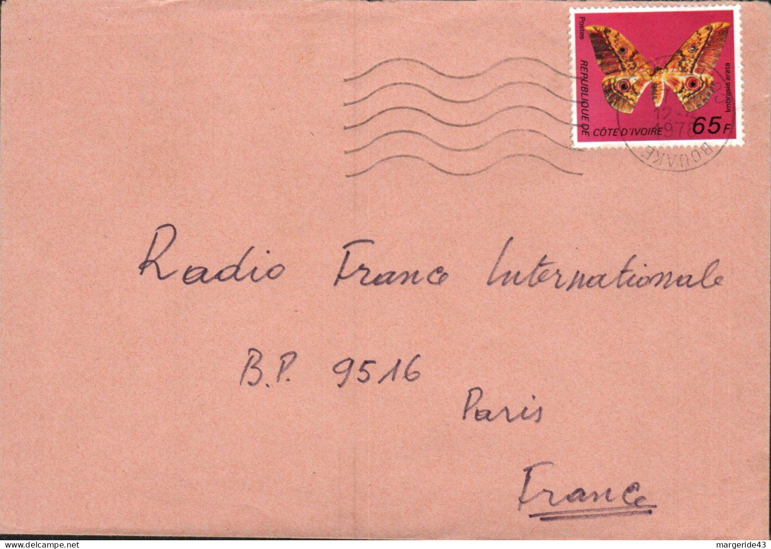 COTE D'IVOIRE SEUL SUR LETTRE POUR LA FRANCE 1978 - Côte D'Ivoire (1960-...)