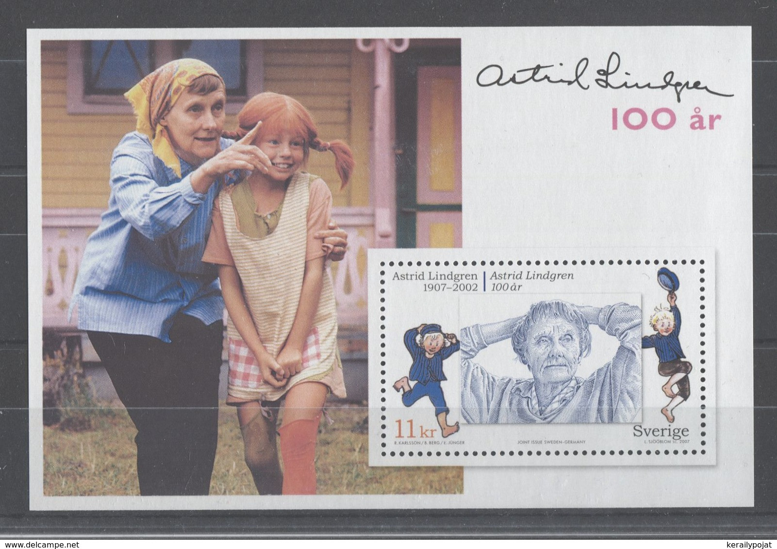 Sweden - 2007 Astrid Lindgren Block MNH__(TH-8858) - Blocs-feuillets