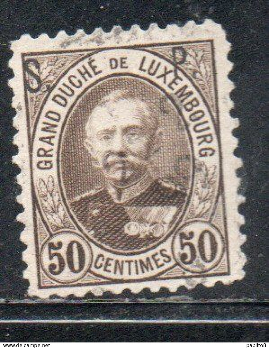 LUXEMBOURG LUSSEMBURGO 1891 1893 GRAND DUKE ADOLPHE CENT. 50c USED USATO OBLITERE' - 1891 Adolphe De Face