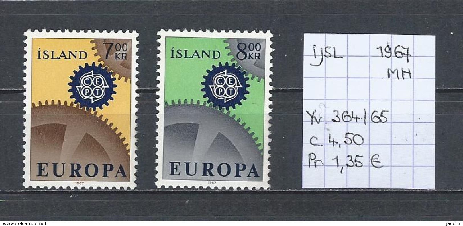 (TJ) Europa CEPT 1967 - IJsland YT 364/65 (postfris Met Plakker/neuf Avec Charnière/MH) - 1967