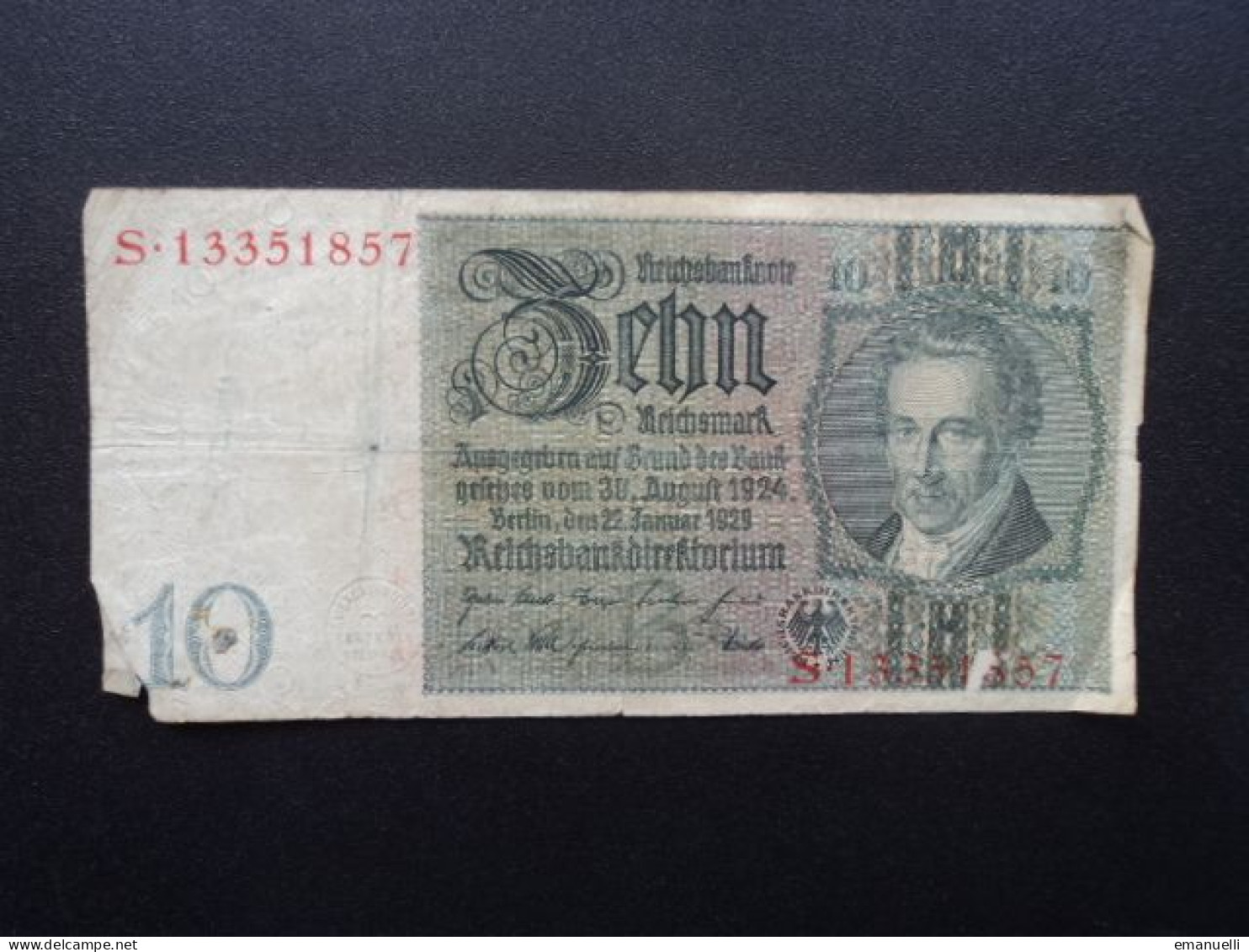 ALLEMAGNE : 10 REICHSMARK   22.1.1929 (depuis 1931...)    C.A. 173a, *  / P 180a      B+ - 10 Mark