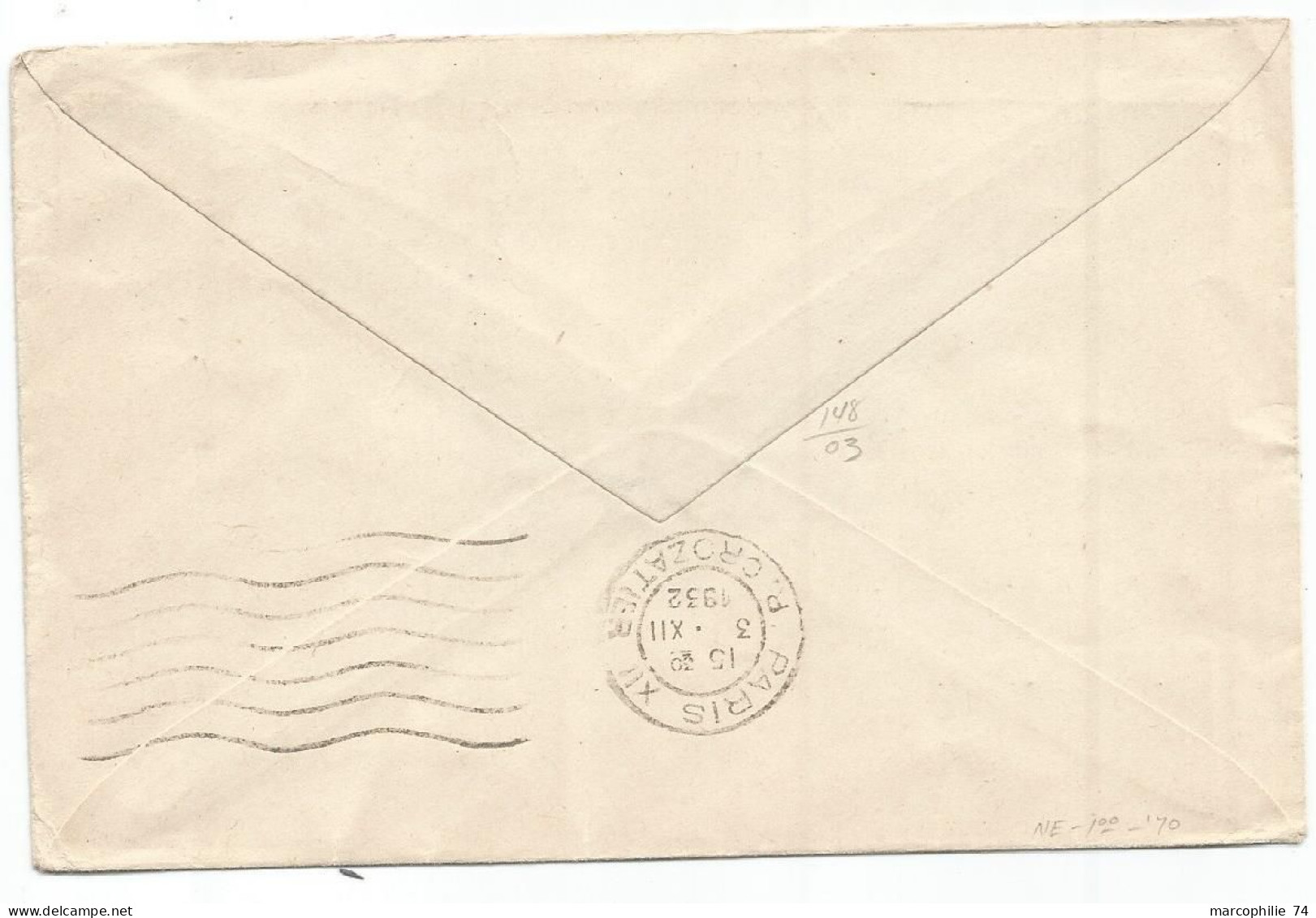 NOUVELLE CALEDONIE 50C SEUL LETTRE COVER NOUMEA 1932 POUR PARIS - Lettres & Documents