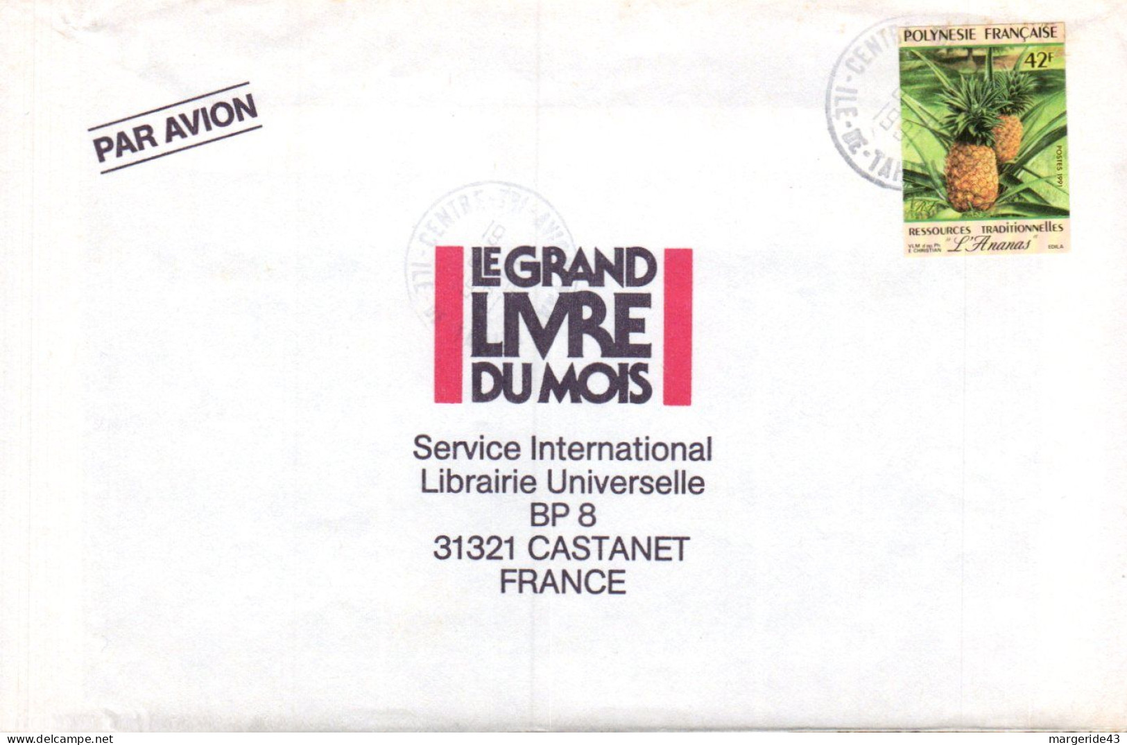 POLYNESIE SEUL SUR LETTRE POUR LA FRANCE 1991 - Storia Postale