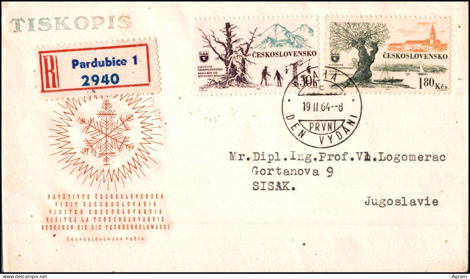 Czechoslovakia 1964, Registered Illustrated Cover Tourisam In Czechoslovakia W./psm Praha - Storia Postale