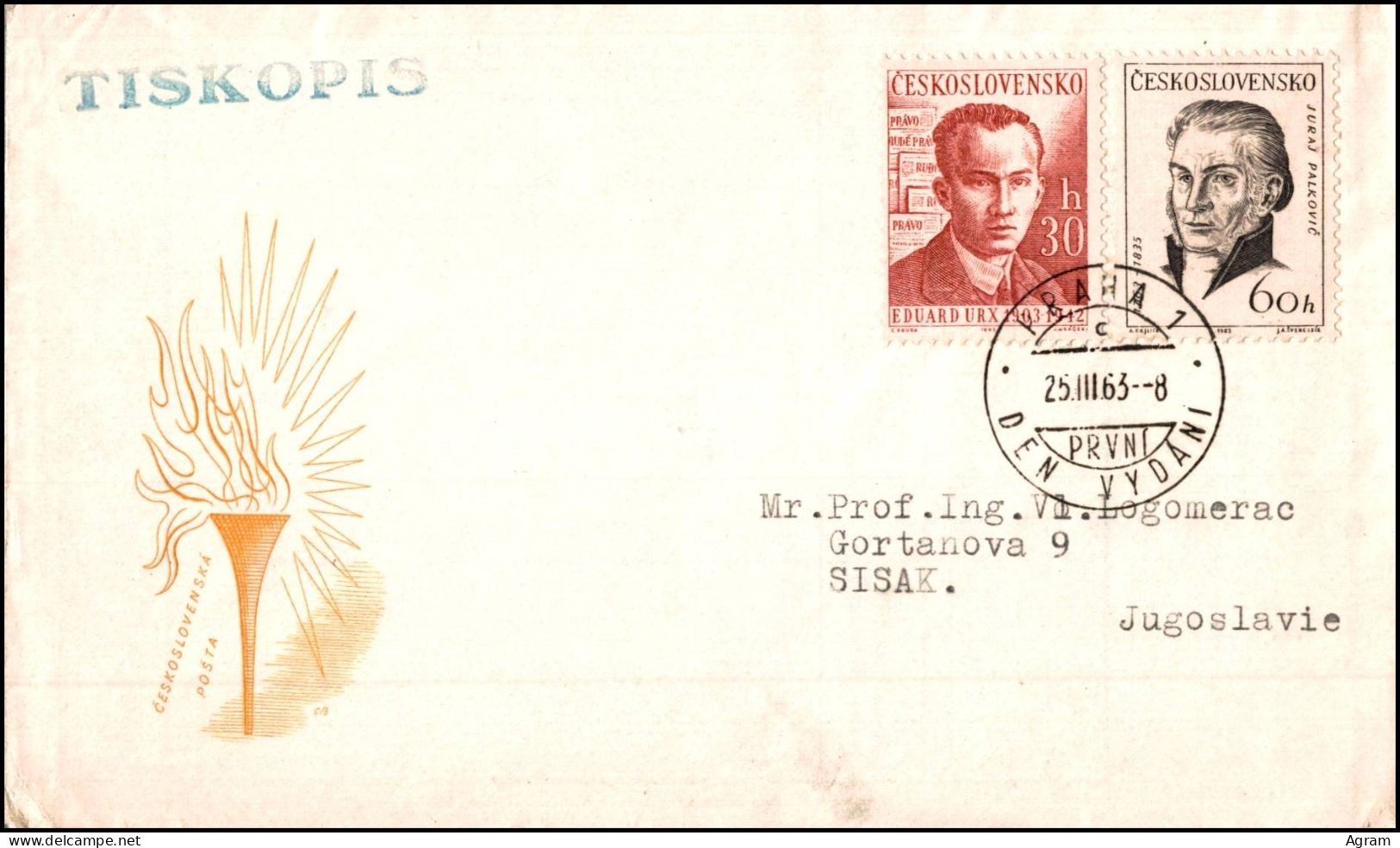 Czechoslovakia 1963, Illustrated Cover Cultural Celebrities W./psm Praha - Storia Postale