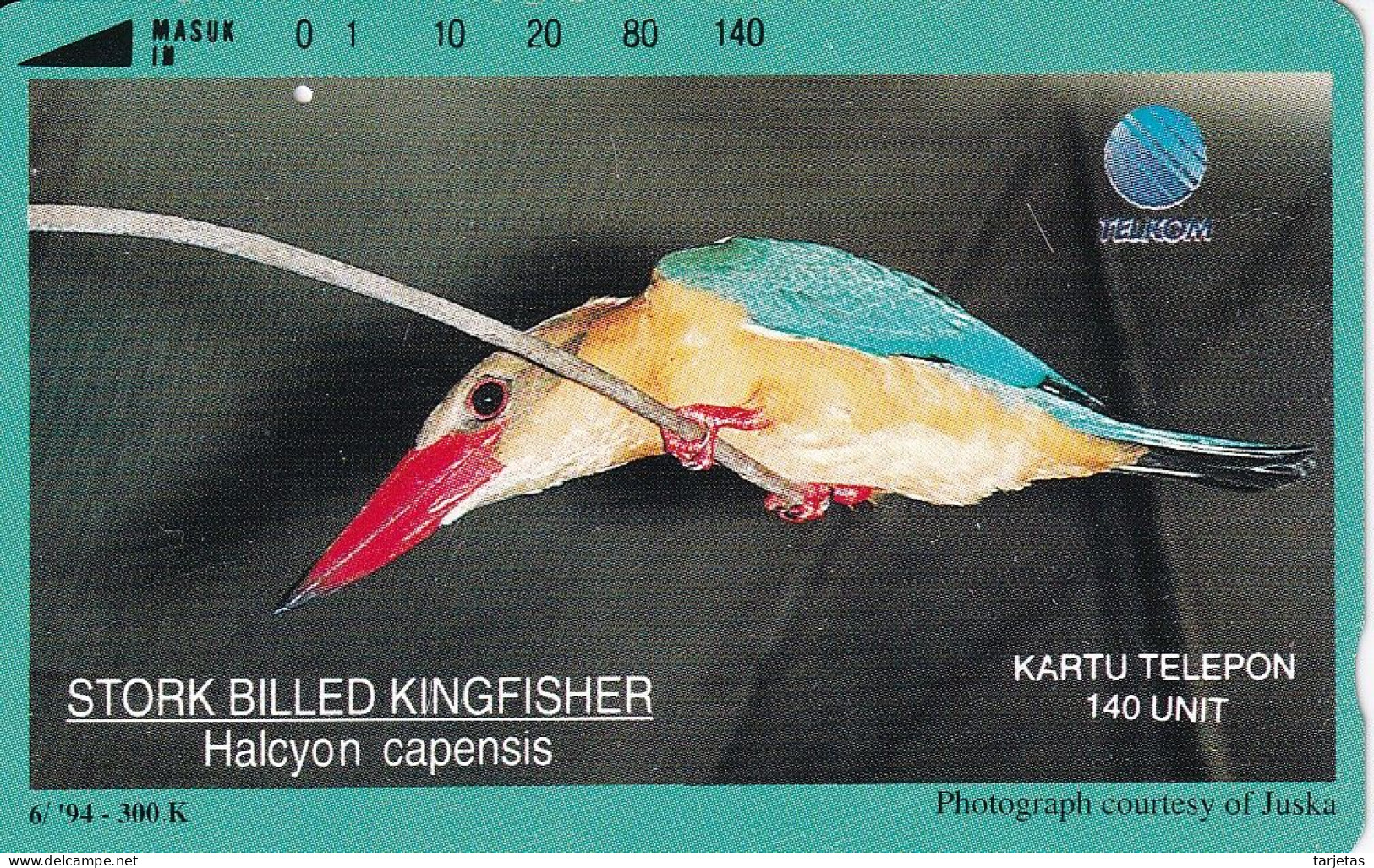 TARJETA DE INDONESIA DE UN KINGFISHER (BIRD-PAJARO) - Indonesia