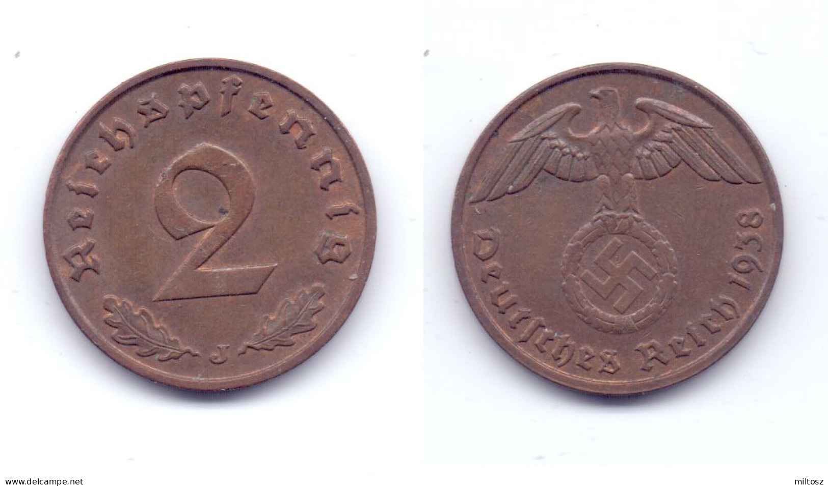 Germany 2 Reichspfennig 1938 J 3rd Reich - 2 Reichspfennig